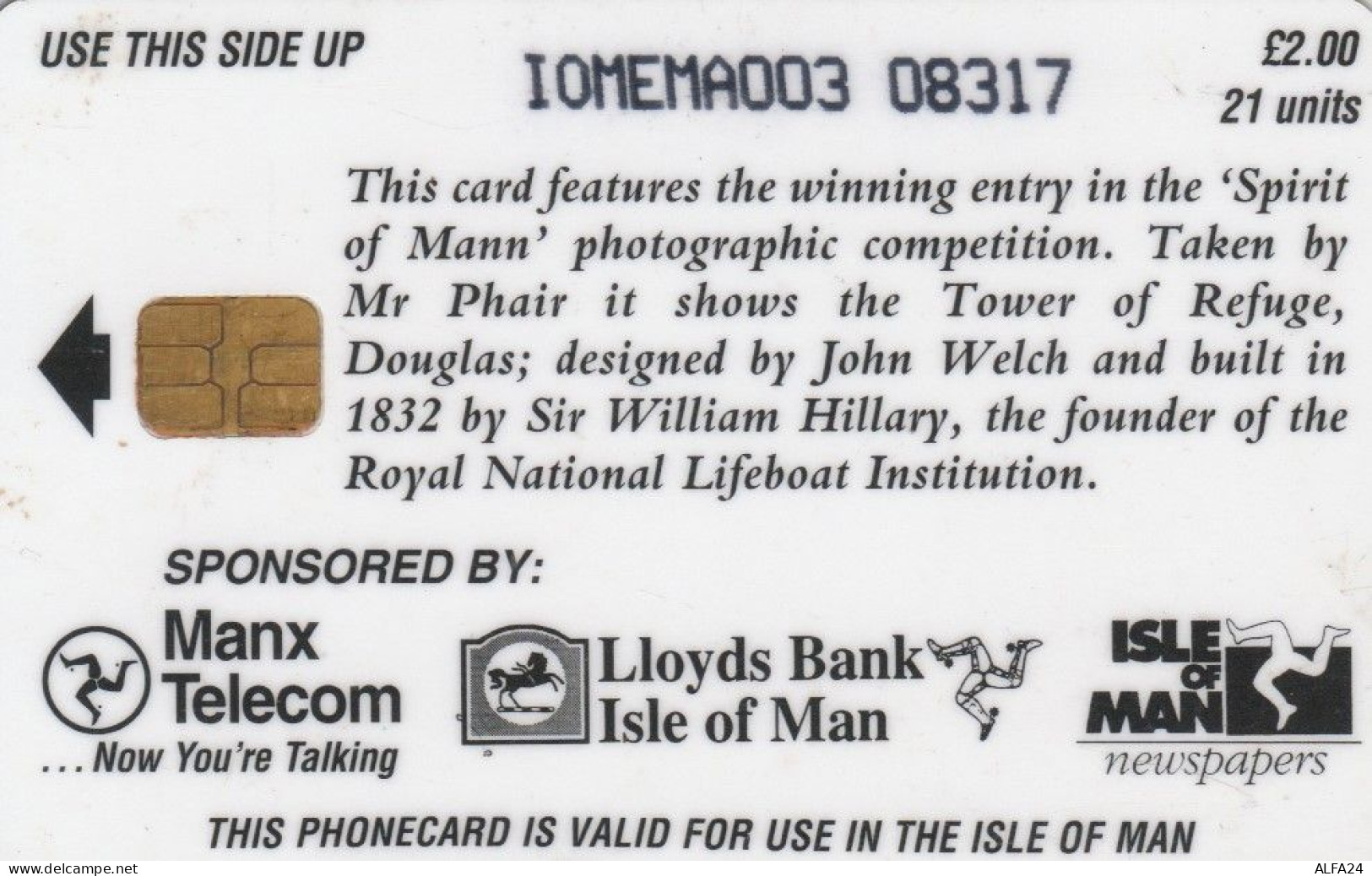 PHONE CARD ISOLA MAN (E84.24.7 - Eiland Man