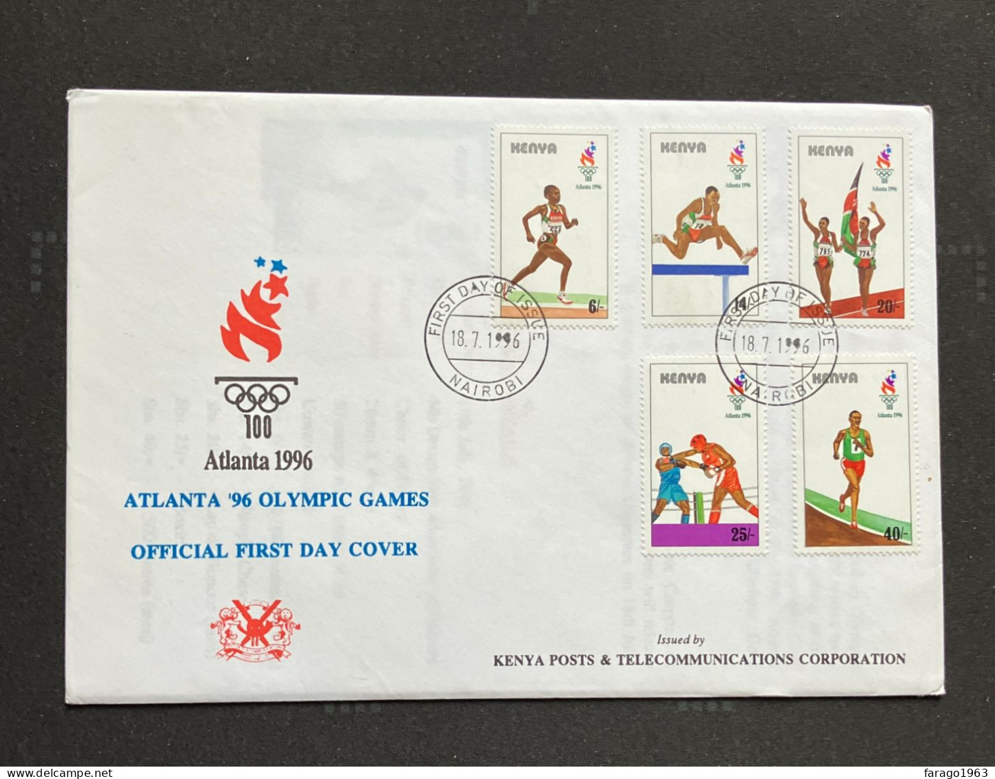 1996 Kenya Atlanta Olympics  First Day Cover  With New Issue Brochure - Kenia (1963-...)