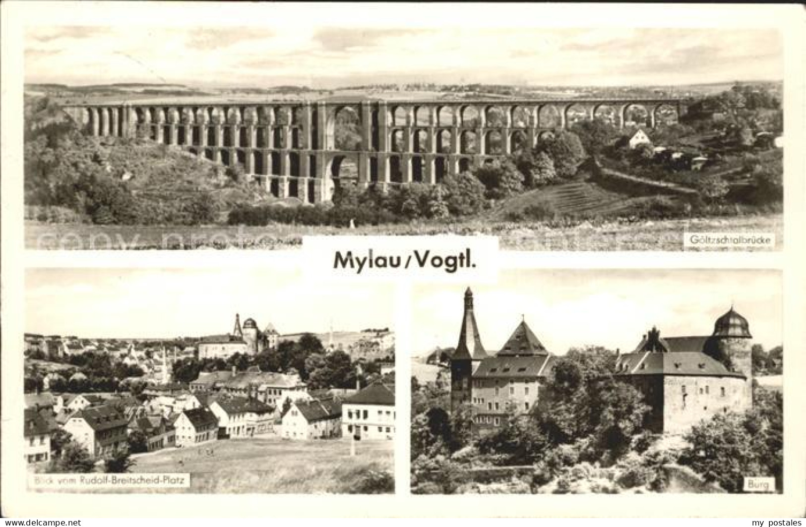 42240950 Mylau Goeltzschtalbruecke Ortsansicht Burg Mylau - Mylau