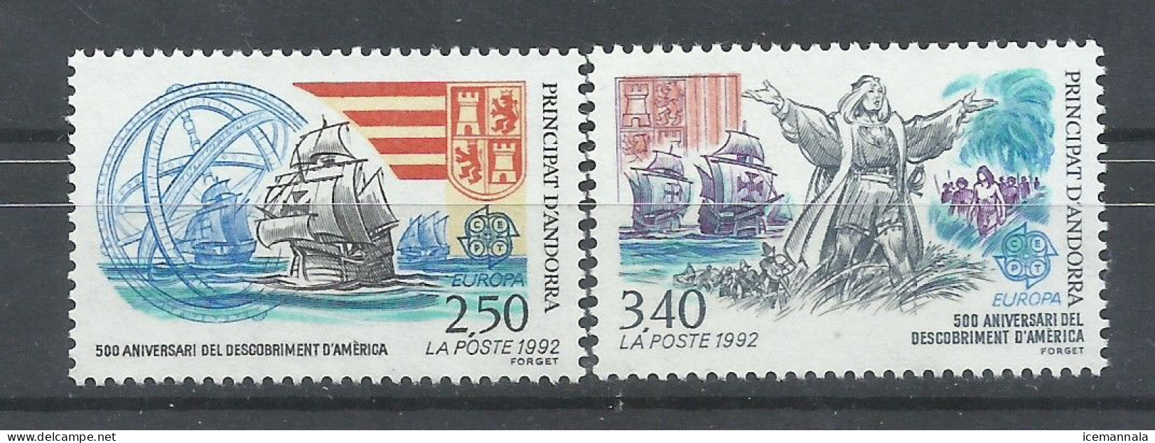 ANDORRA  FRANCESA   YVERT  416/17    MNH  ** - Christopher Columbus