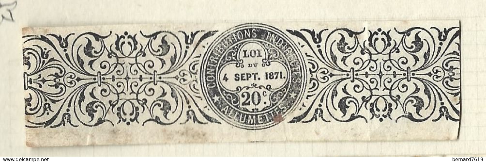 Timbres Taxe  -  Canada - Loi Du 4 Septembre 1871 -  20 Allumettes - Revenues