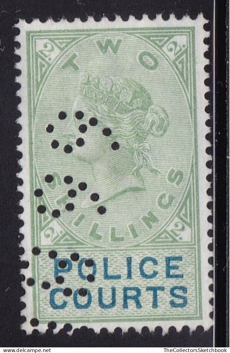 GB Victoria  Fiscal/ Revenue Police Courts 2/- Green And Blue Good Used. Barefoot 10 - Revenue Stamps