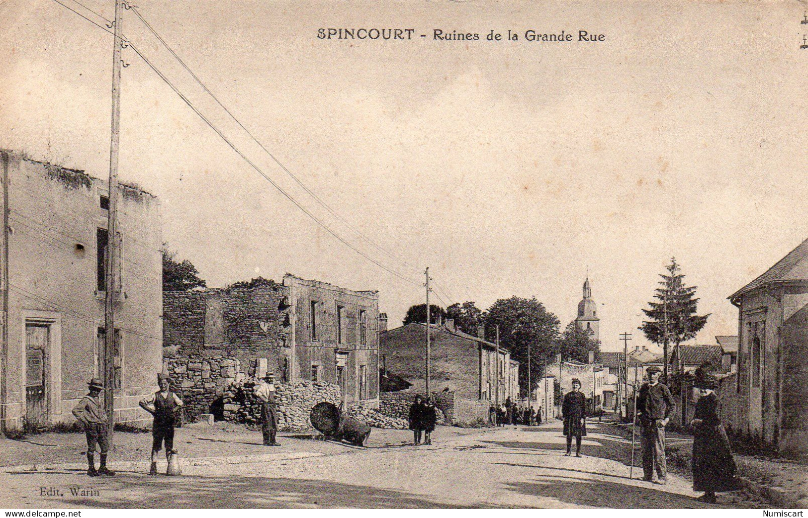 Spincourt Animée Ruines Grande Rue Guerre Bombardements - Spincourt