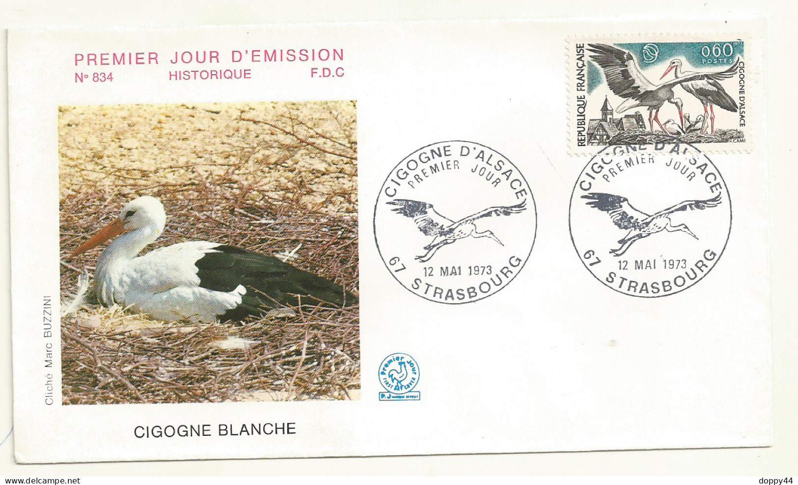 FDC LA CIGOGNE BLANCHE D'ALSACE 12/05/1972 - Cigognes & échassiers