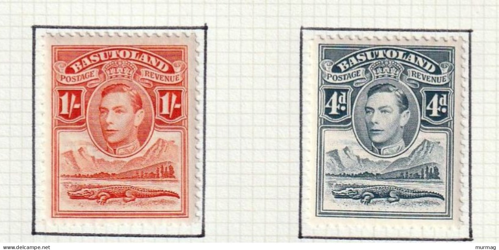 BASOUTOLAND - Crocodile, Effigie De George VI - 1938 - Y&T N° 23, 25 - MH - 1933-1964 Colonia Británica