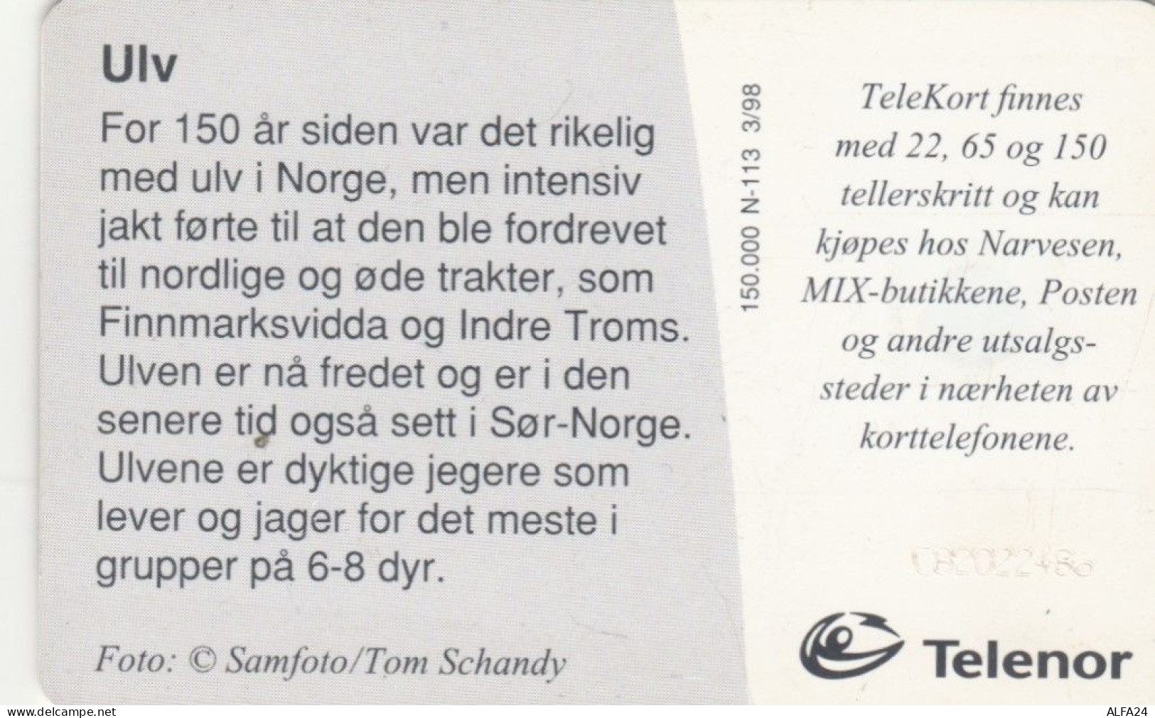 PHONE CARD NORVEGIA (E86.22.6 - Norwegen