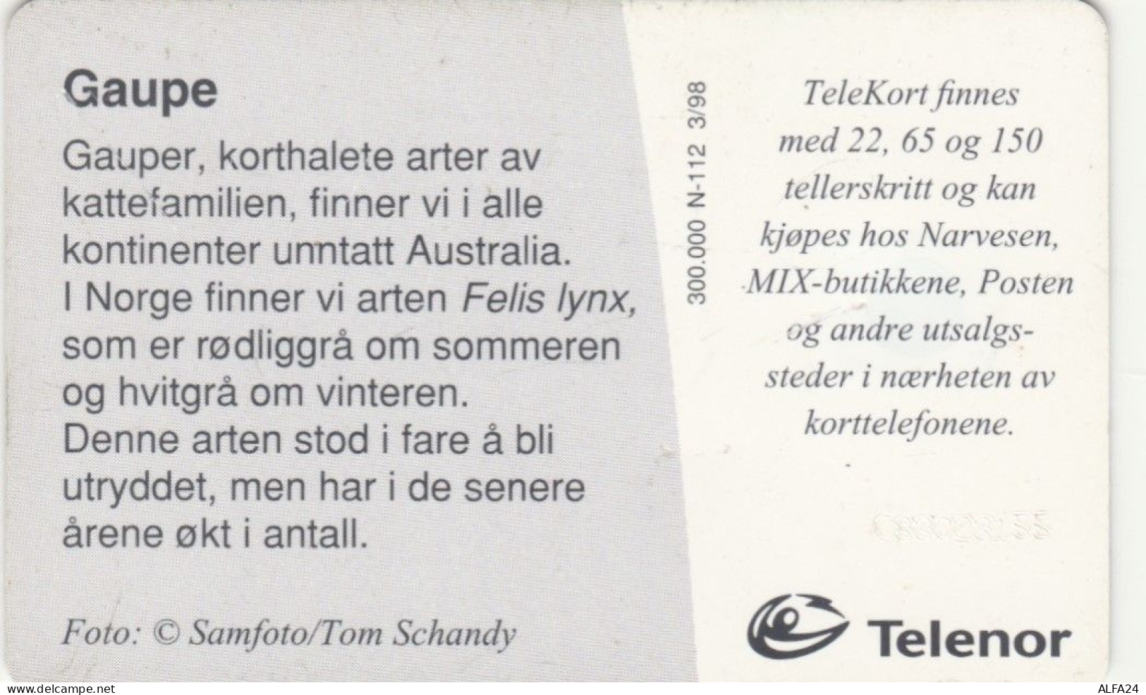 PHONE CARD NORVEGIA (E86.22.8 - Norwegen