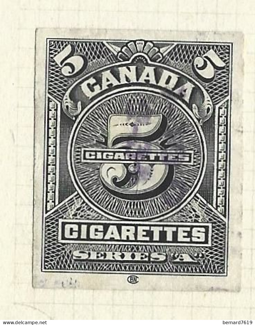 Timbres Taxe  -  Canada - Cigarette -  Series A  - 5 Cigarettes - Fiscaux