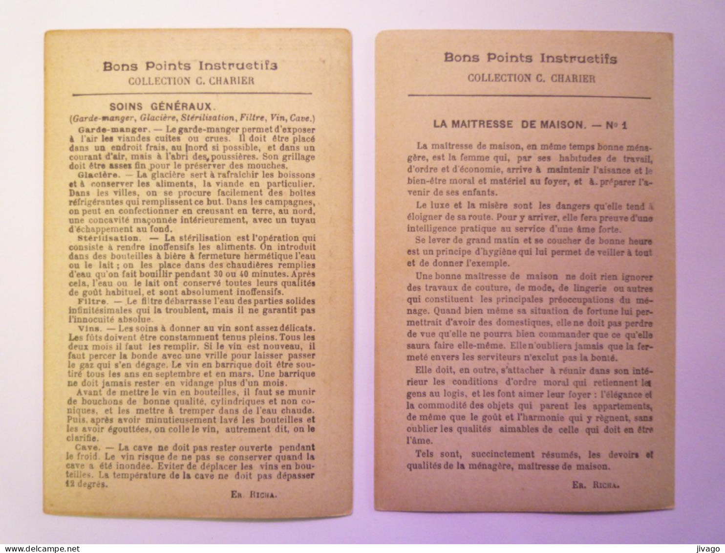 2023 - 4443  DEUX BONS-POINTS  INSTRUCTIFS  (Garde-manger Conserves  /  La Maîtresse De Maison)     XXX - Non Classificati