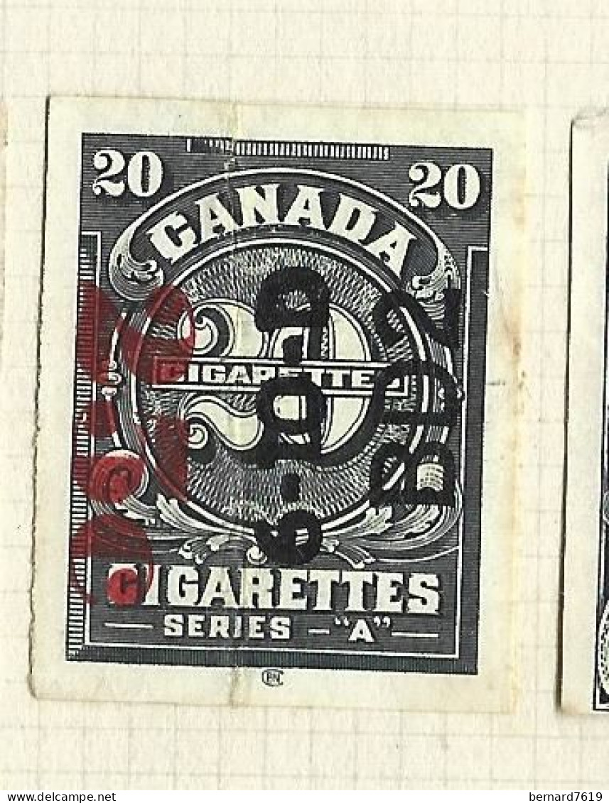 Timbres Taxe  -  Canada - Cigarette - Series A - 20 Cigarettes - Fiscali