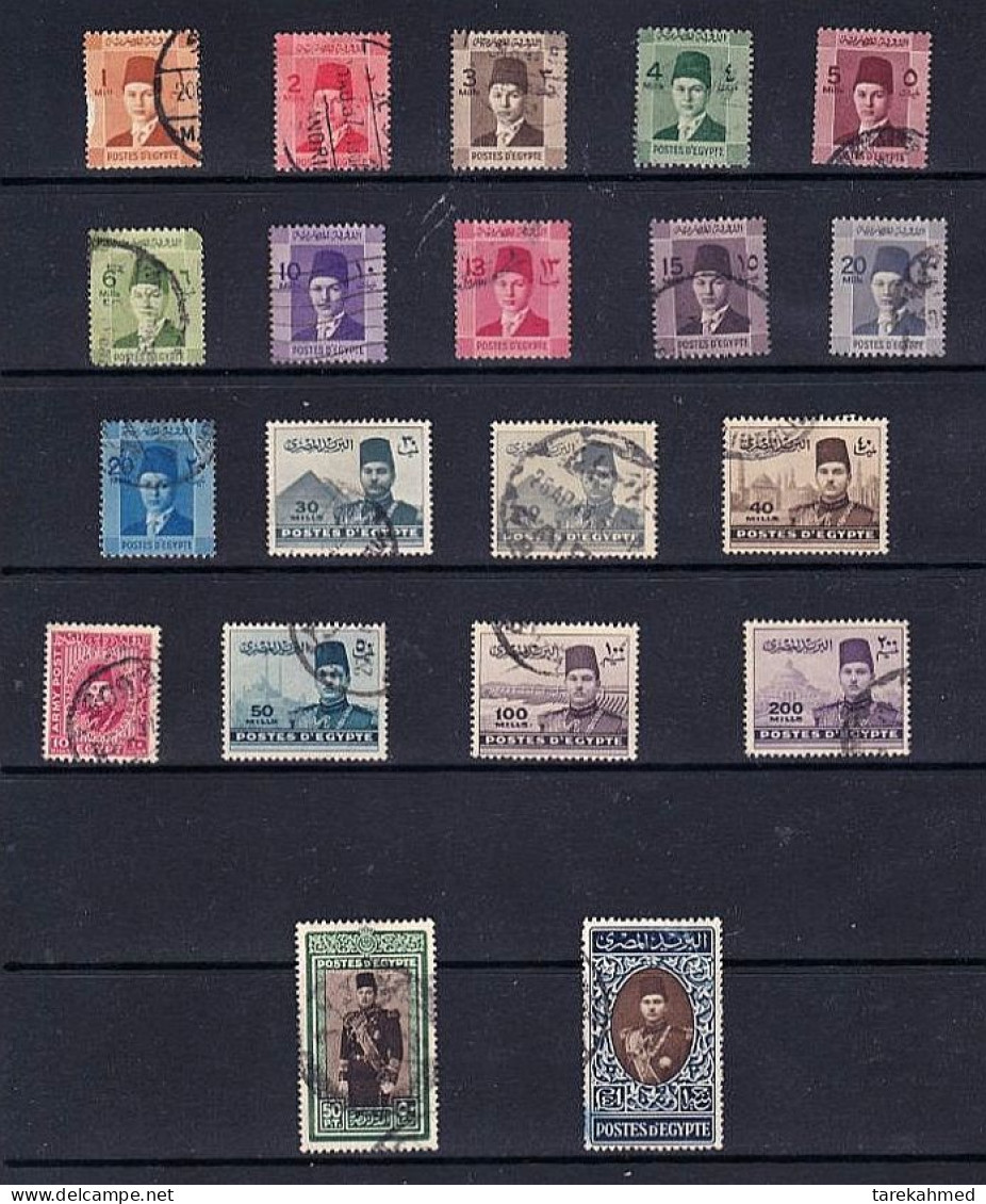 EGYPT :1937 -39 , Complete SET OF King Farouk Stamps , VF - Oblitérés