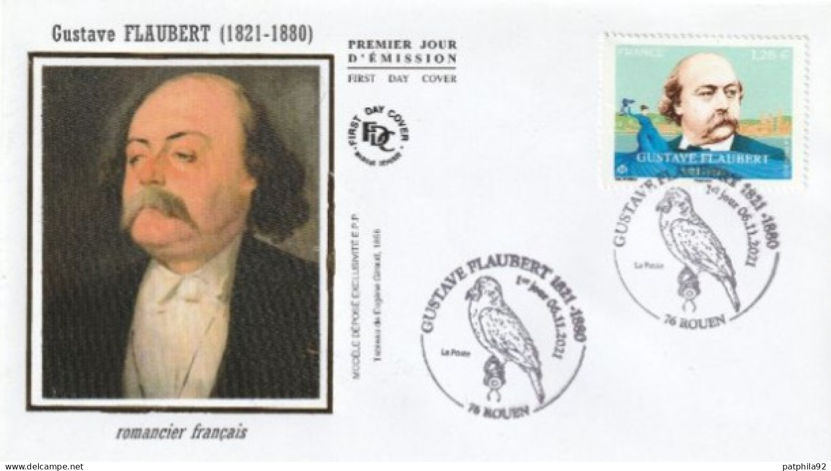 Fdc 2021_Enveloppe 1er Jour_fdc_Gustave Flaubert, Romancier Français. Oblit. PJ 76 Rouen 06/11/2021. - 2020-…