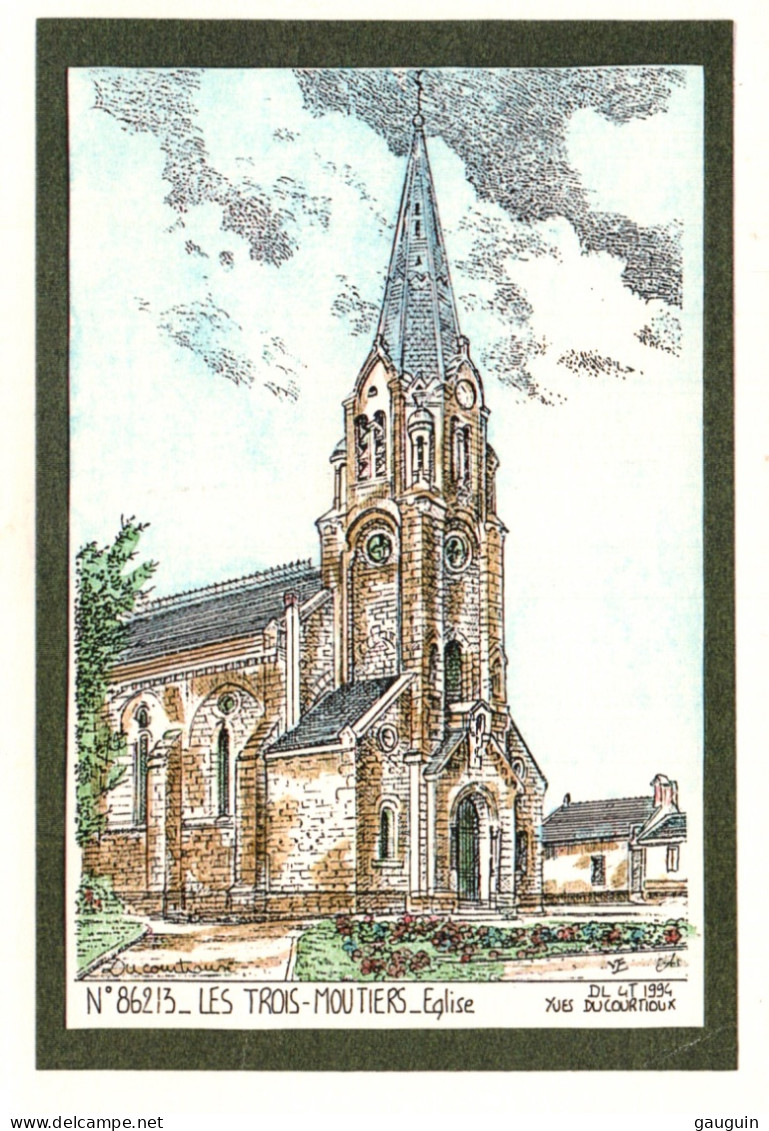 CPM - Les TROIS-MOUTIERS - Eglise Illustration Yves DUCOURTIOUX - Edition ,,, - Les Trois Moutiers