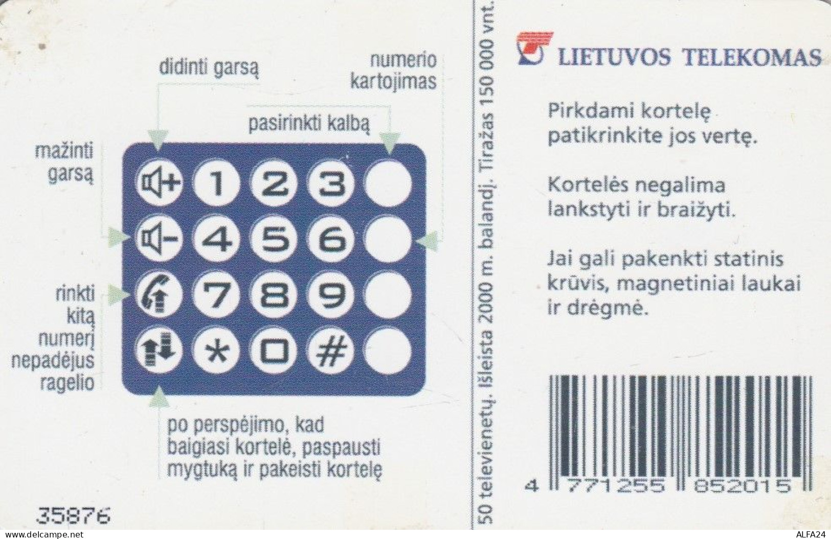 PHONE CARD LITUANIA (E89.19.3 - Lituania