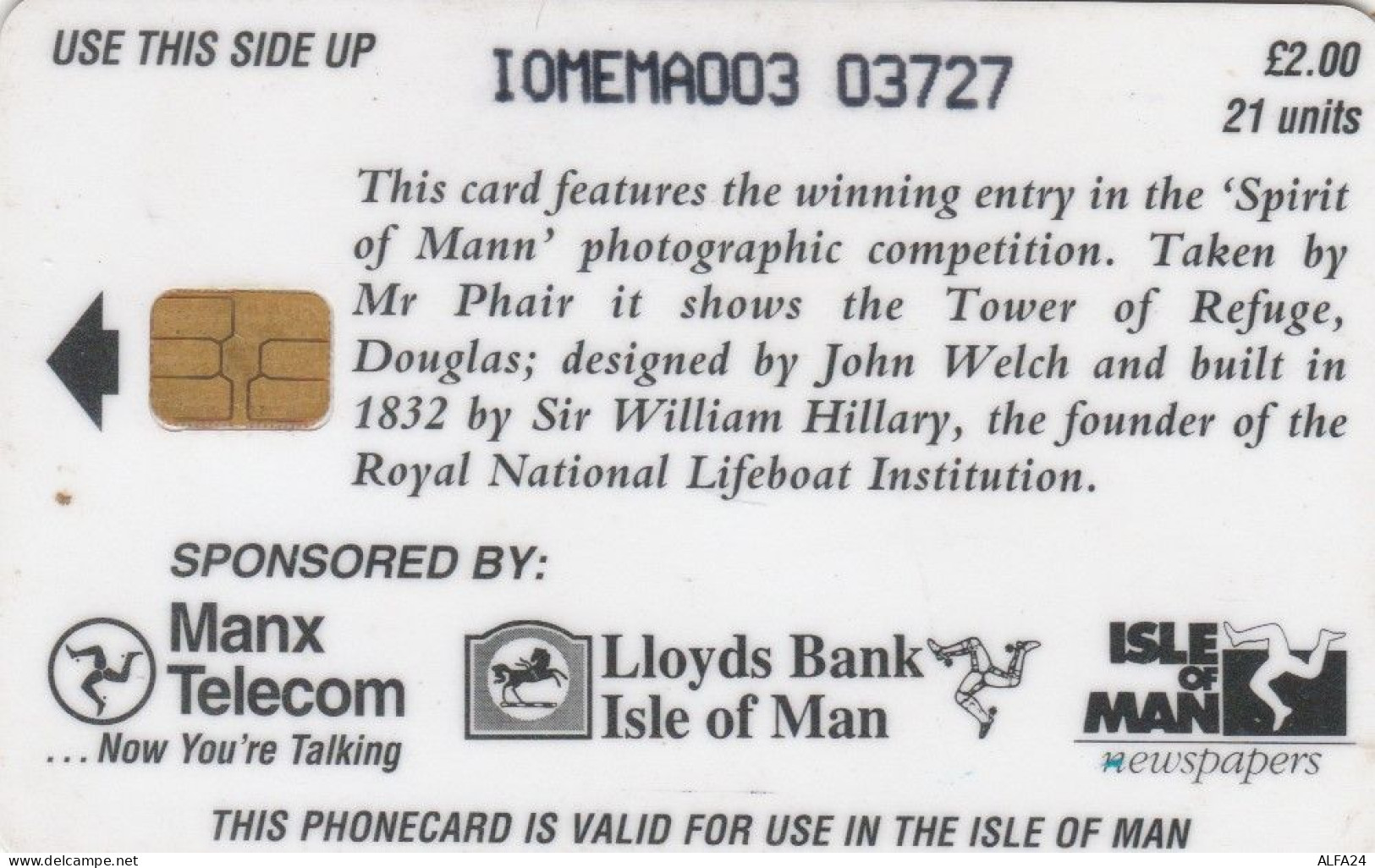 PHONE CARD ISOLA MAN (E89.17.4 - Eiland Man