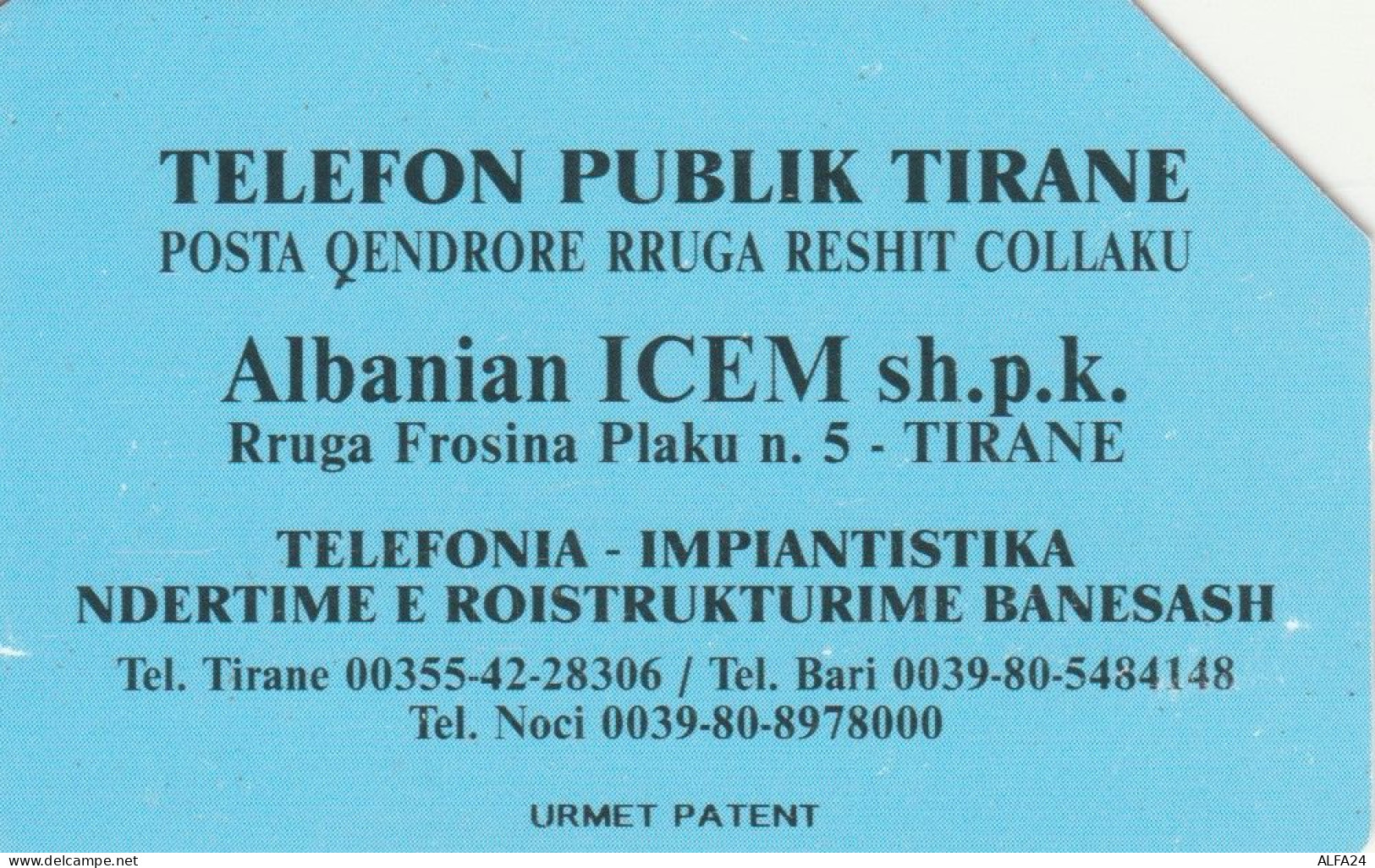 PHONE CARD ALBANIA URMET (E90.7.5 - Albanien