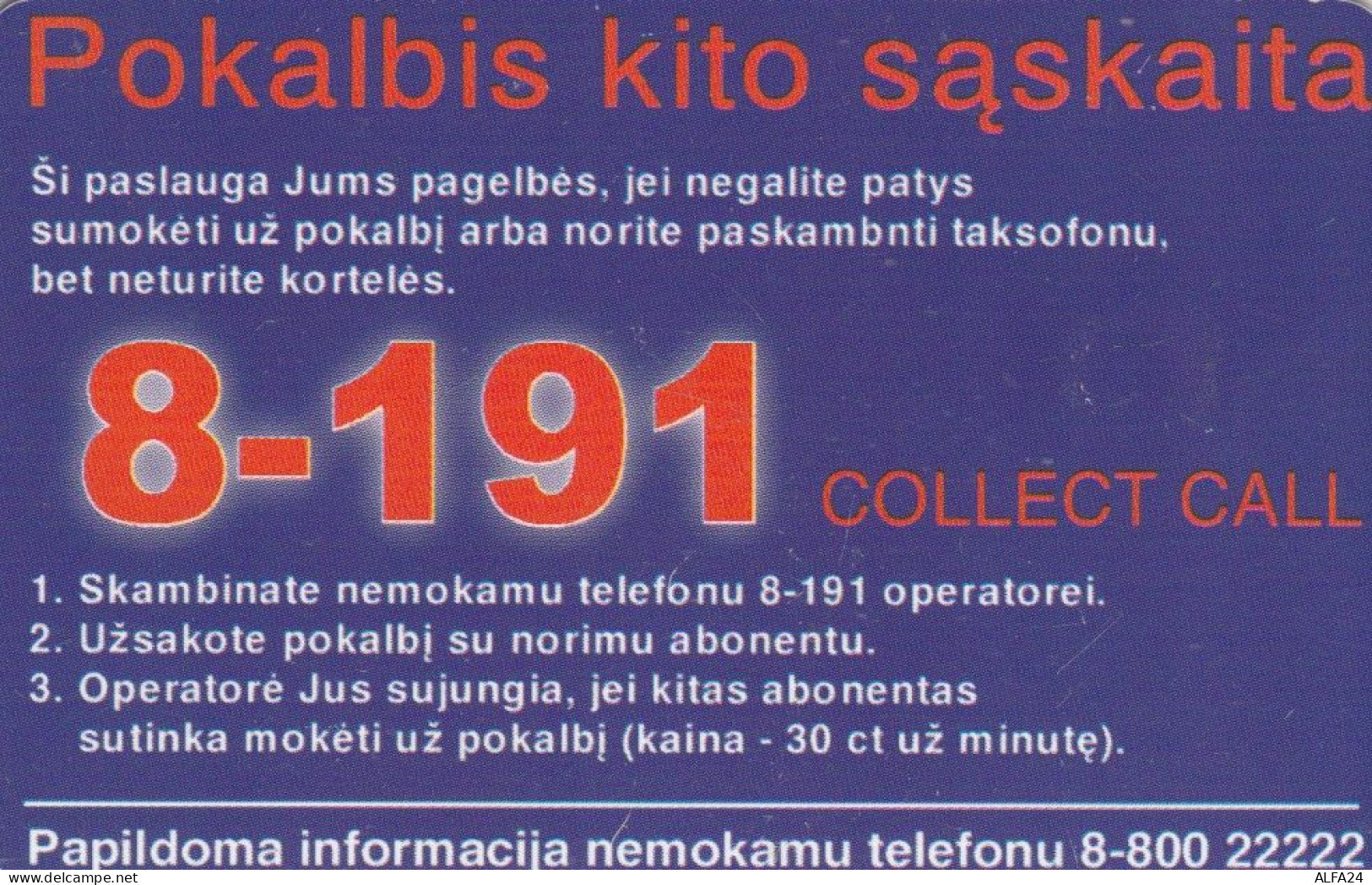 PHONE CARD LITUANIA  (E90.6.3 - Lituania