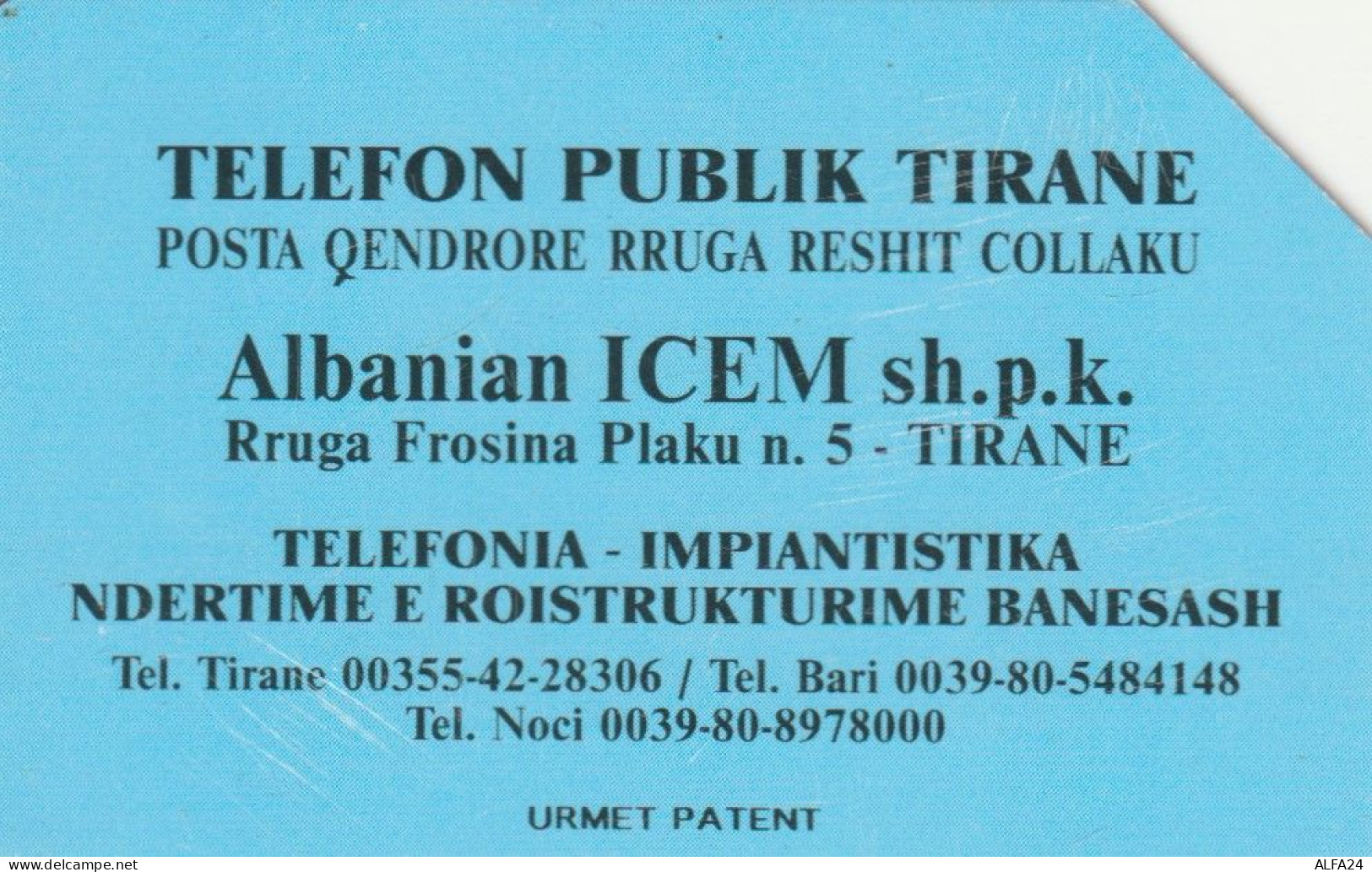 PHONE CARD ALBANIA URMET (E90.7.3 - Albanien