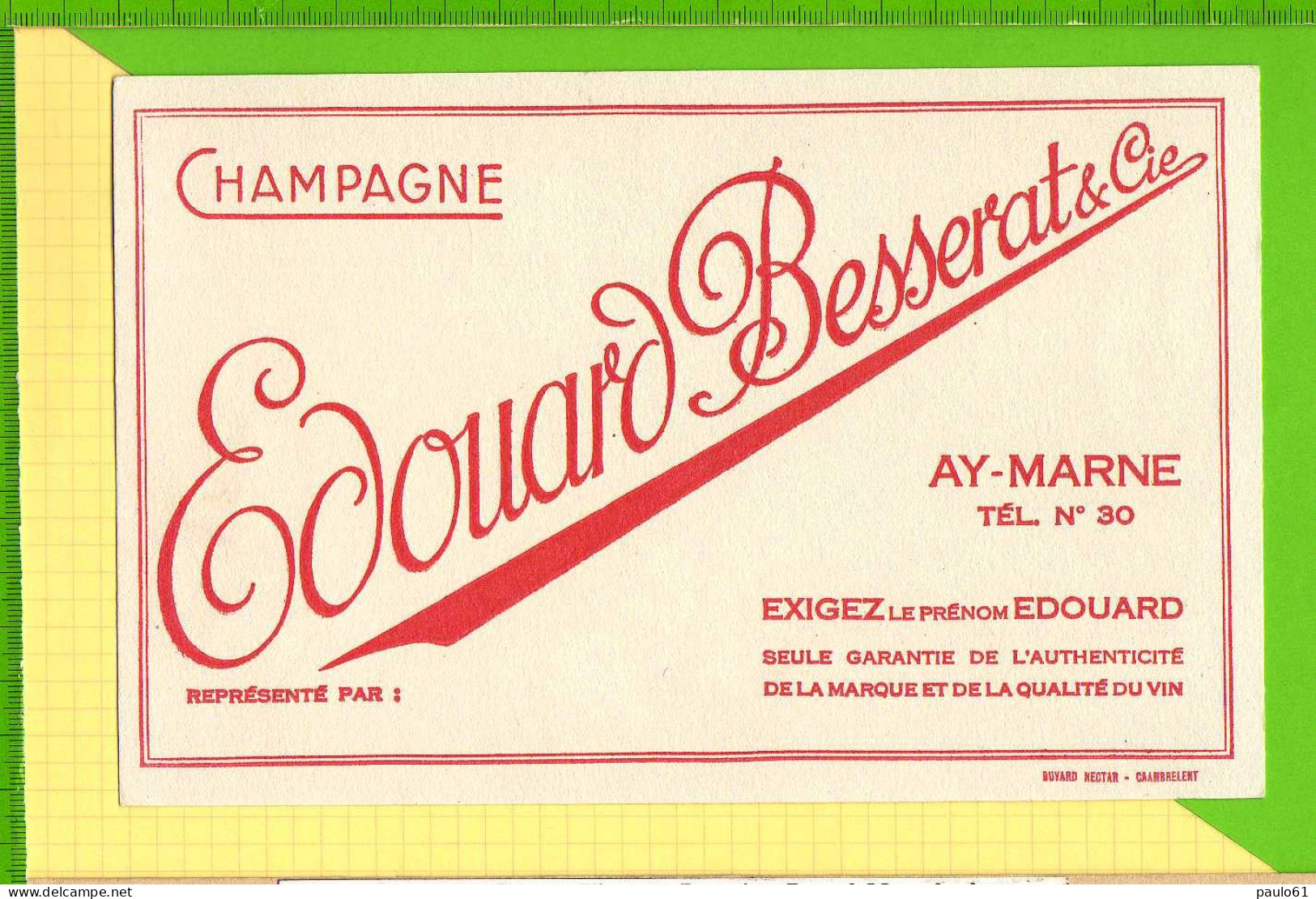 BUVARD & Blotting Paper : Champagne Edouard BESSERAT  AY MARNE - Drank & Bier