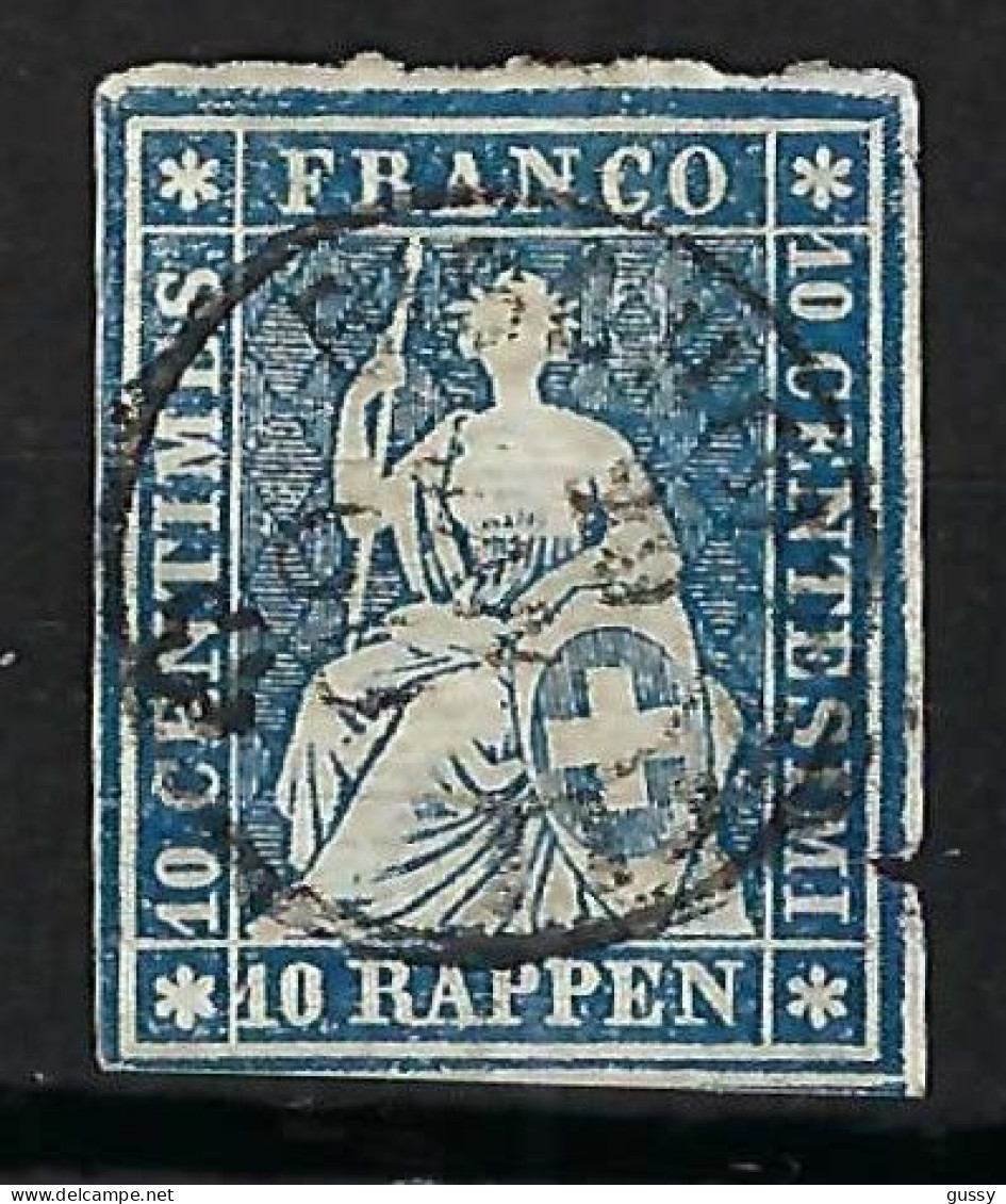 SUISSE Ca.1861: Le ZNr. 23G Obl. CAD, Aminci - Usati