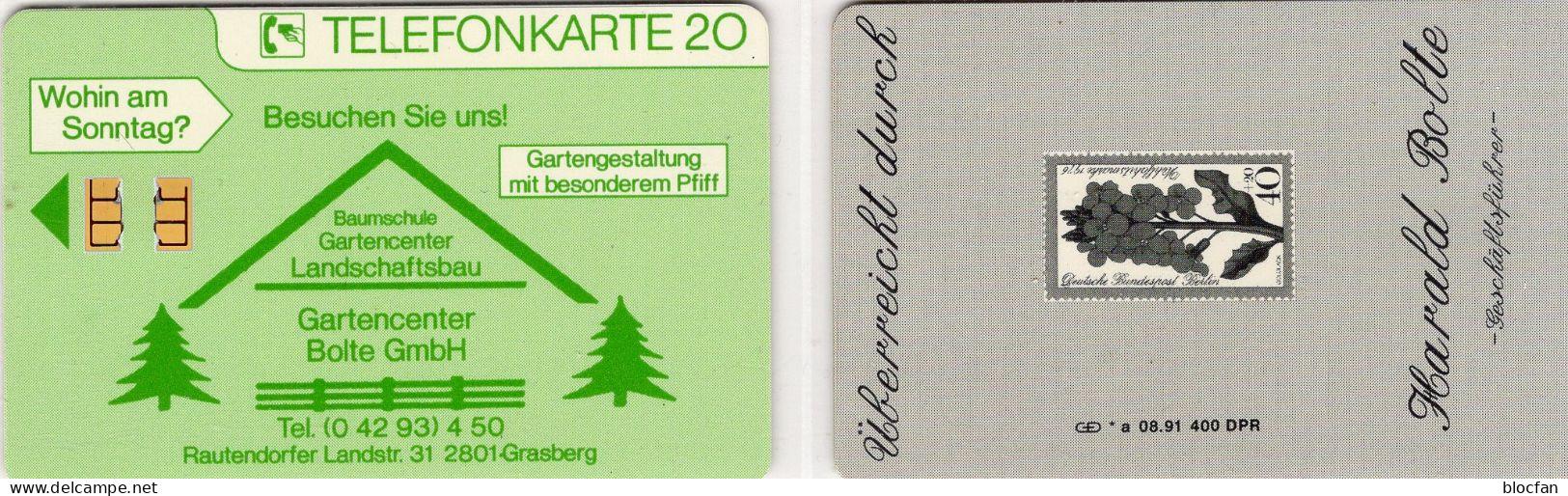 Gartenbau TK N * A 08.1991(K412) 400Expl.o 100€ Gartencenter Bolte Goldlack Auf BERLIN #525 TC Flower Stamp On Phonecard - Fleurs