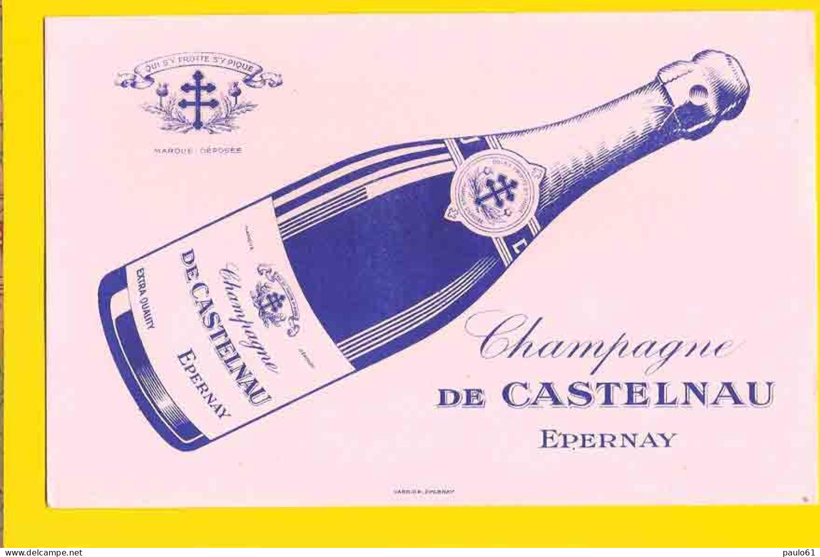 Buvard Champagne De CASTELNAU ;       EPERNAY; Rose - Liquore & Birra