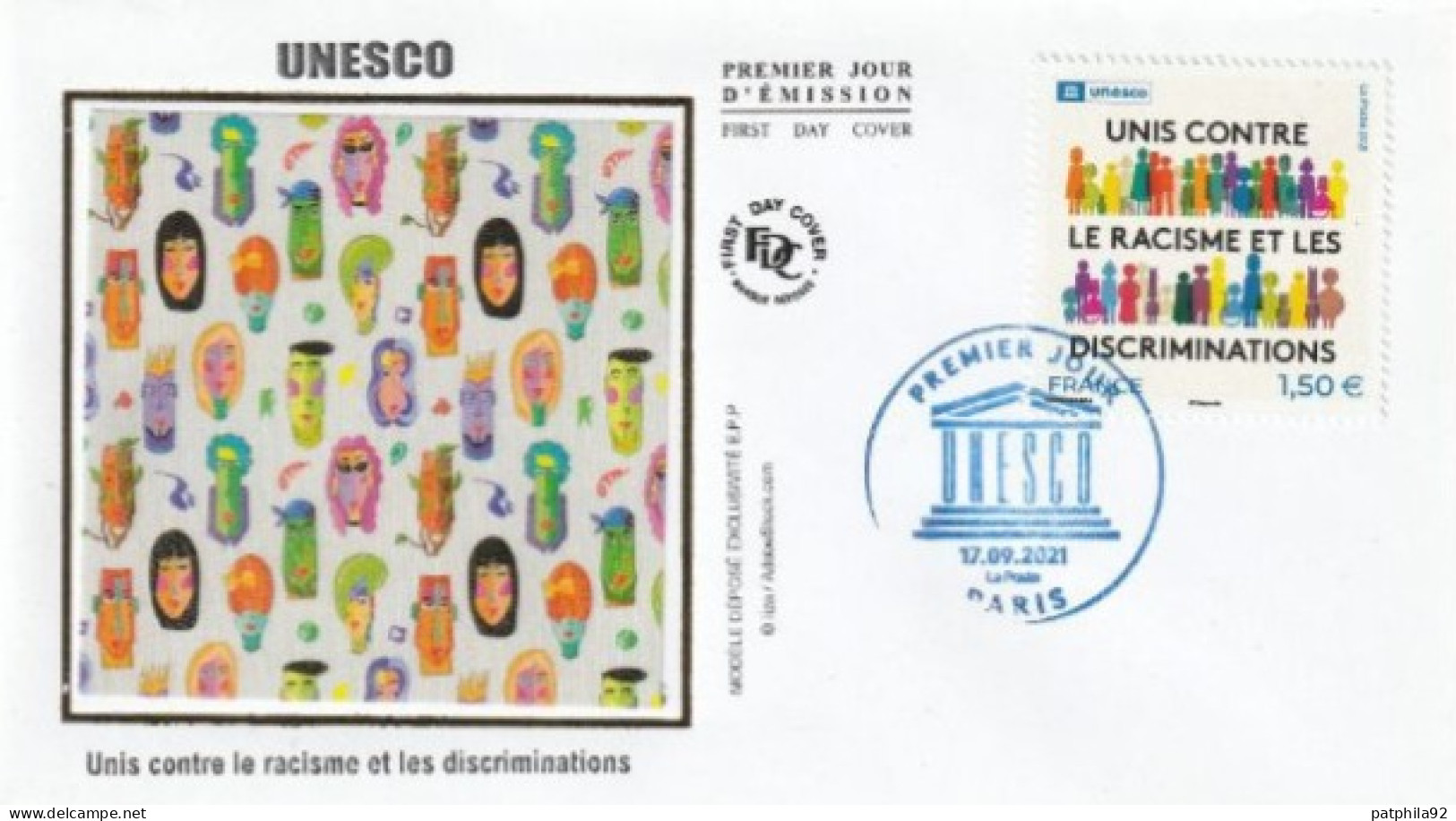 Fdc 2021_Enveloppe 1er Jour_fdc_soie_Unesco, Unis Contre Le Racisme. Oblit. PJ Paris 17/09/2021. - 2020-…