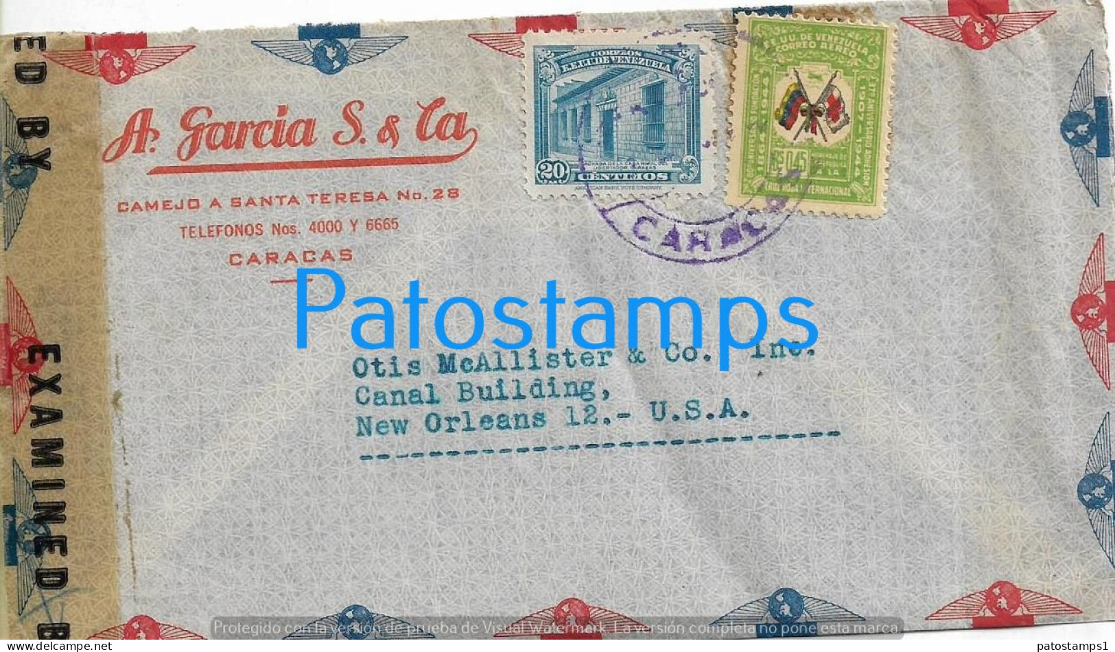 221061 VENEZUELA CARACAS COVER CANCEL CENSORED CIRCULATED TO US NO POSTAL POSTCARD - Venezuela