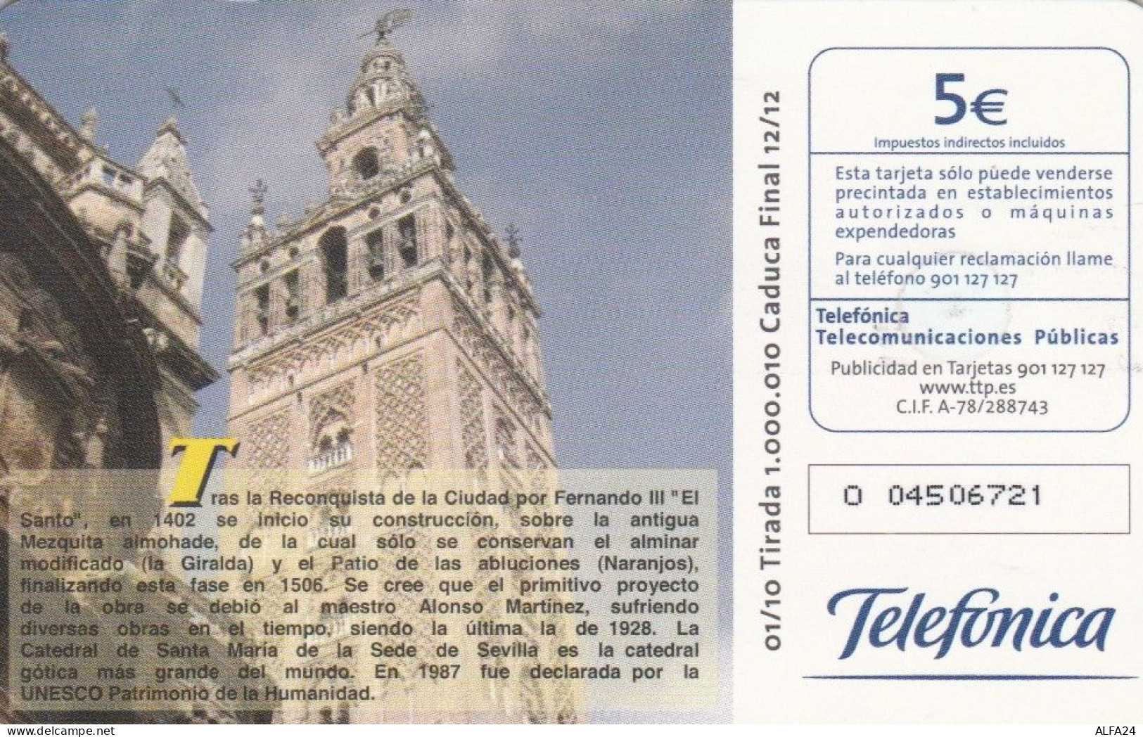 PHONE CARD SPAGNA  (E91.17.5 - Werbekarten