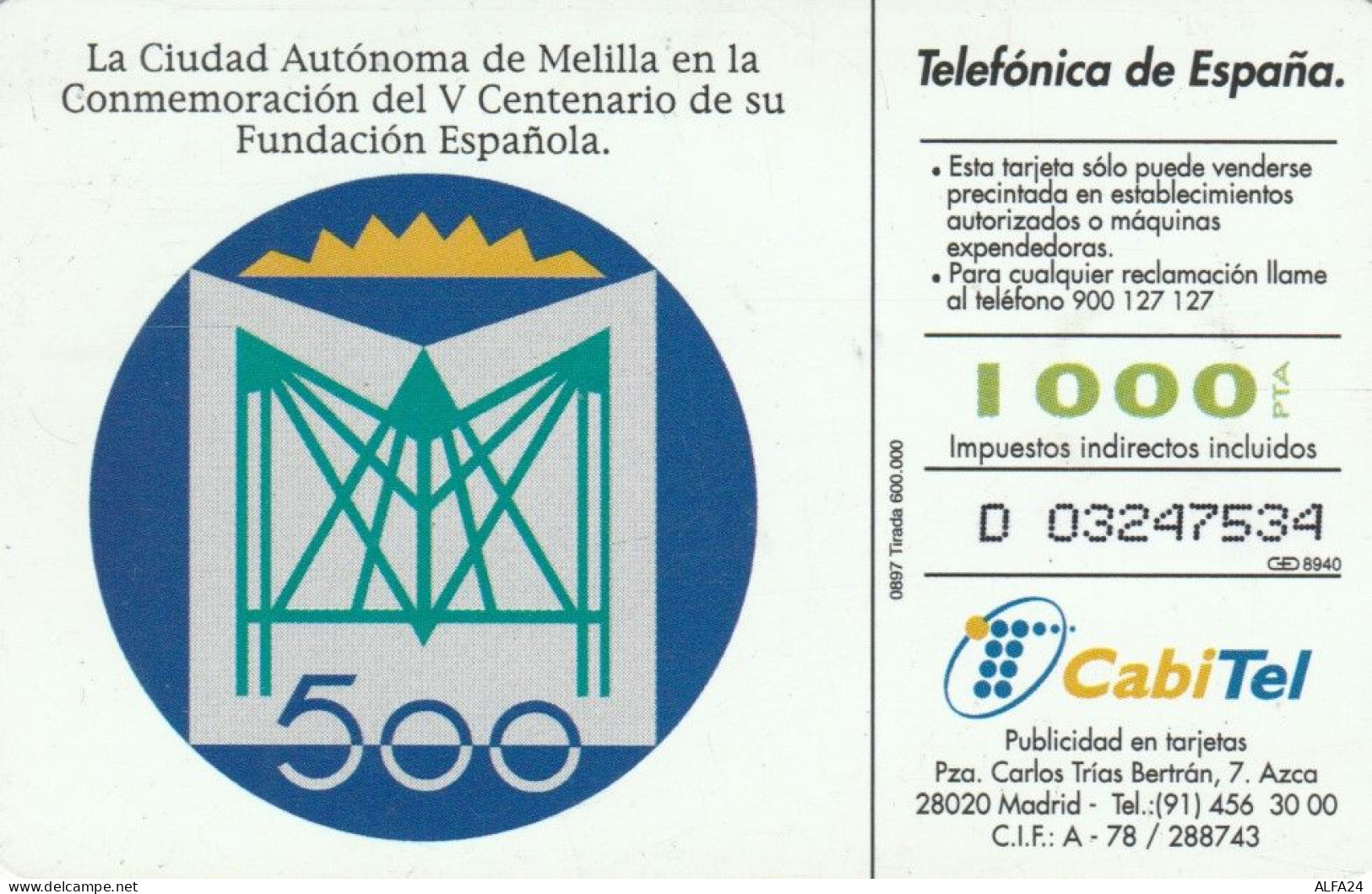 PHONE CARD SPAGNA  (E91.17.8 - Commemorative Advertisment