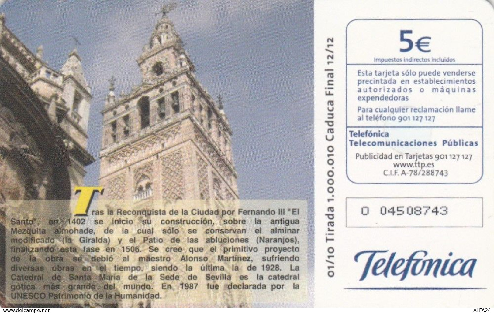 PHONE CARD SPAGNA  (E91.17.4 - Werbekarten