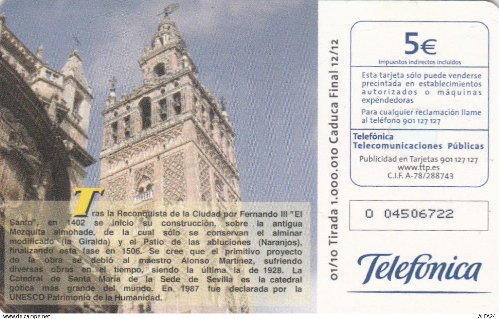 PHONE CARD SPAGNA  (E91.17.6 - Conmemorativas Y Publicitarias