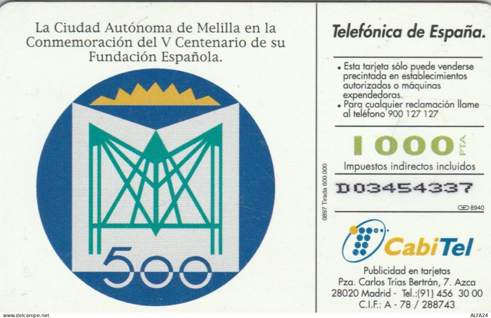 PHONE CARD SPAGNA  (E91.18.3 - Commemorative Advertisment