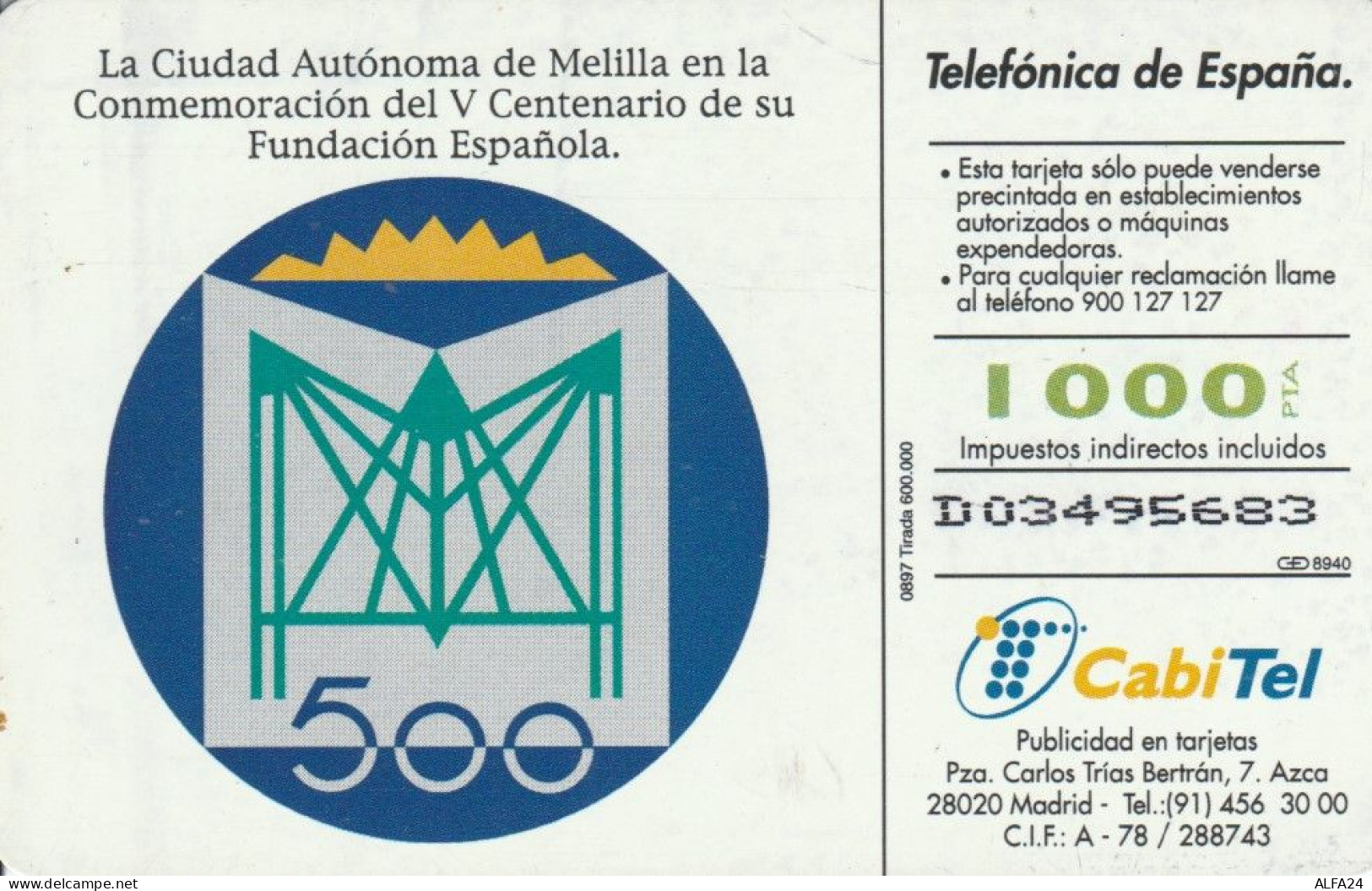 PHONE CARD SPAGNA  (E91.17.7 - Commemorative Advertisment