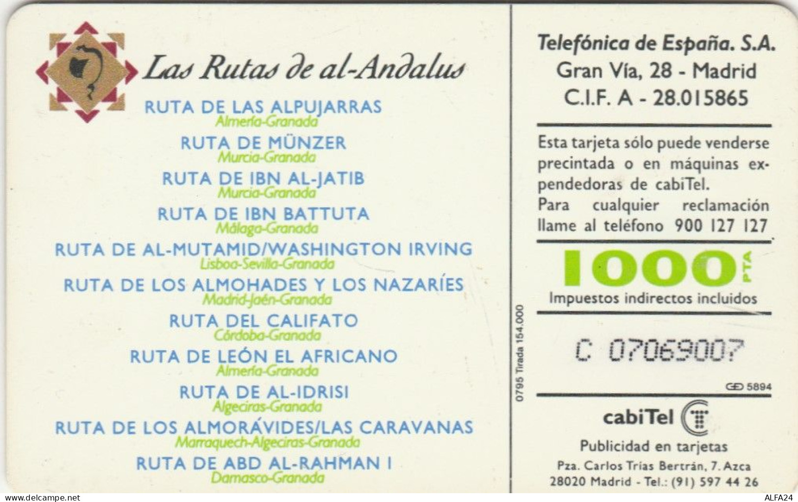 PHONE CARD SPAGNA  (E91.15.4 - Conmemorativas Y Publicitarias