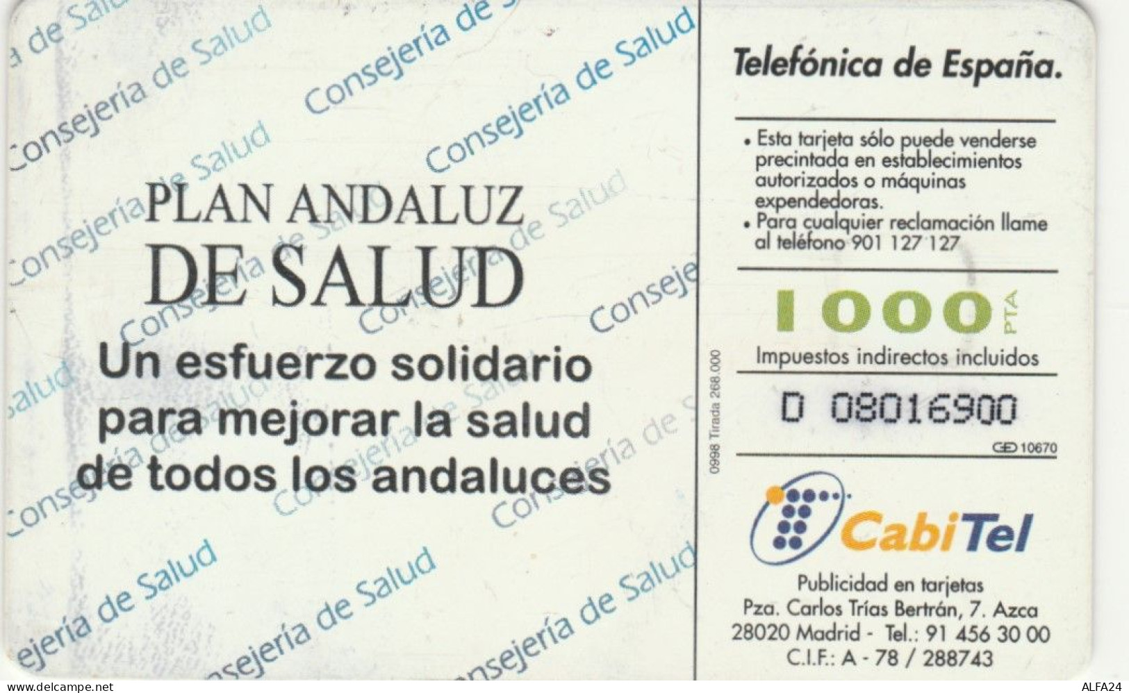 PHONE CARD SPAGNA  (E91.15.6 - Conmemorativas Y Publicitarias