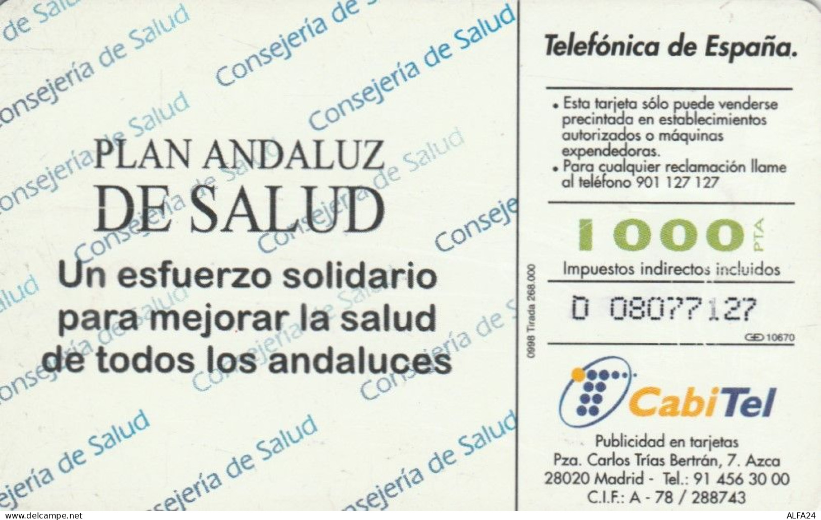 PHONE CARD SPAGNA  (E91.15.5 - Herdenkingsreclame