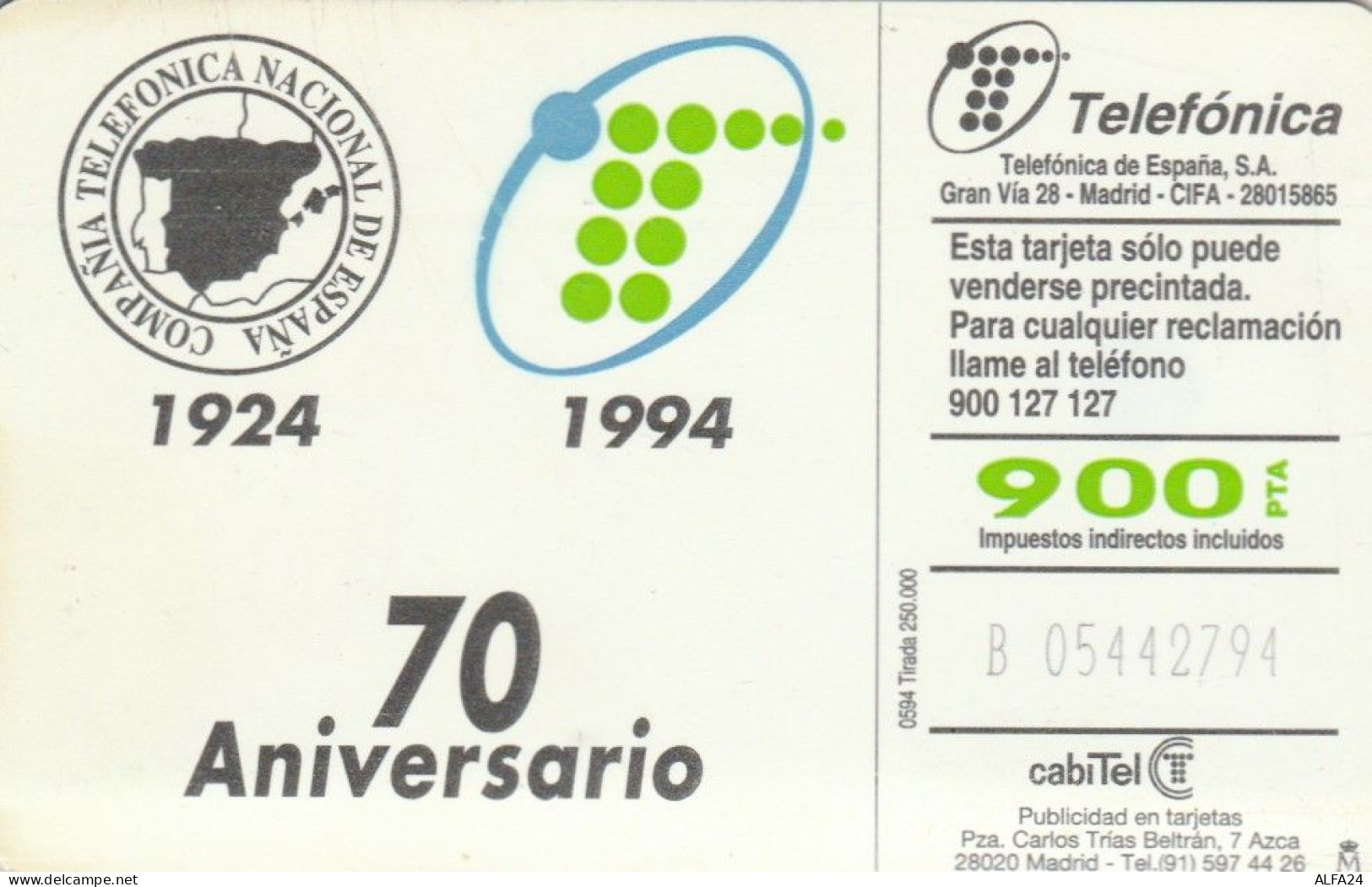 PHONE CARD SPAGNA  (E91.13.5 - Commemorative Advertisment