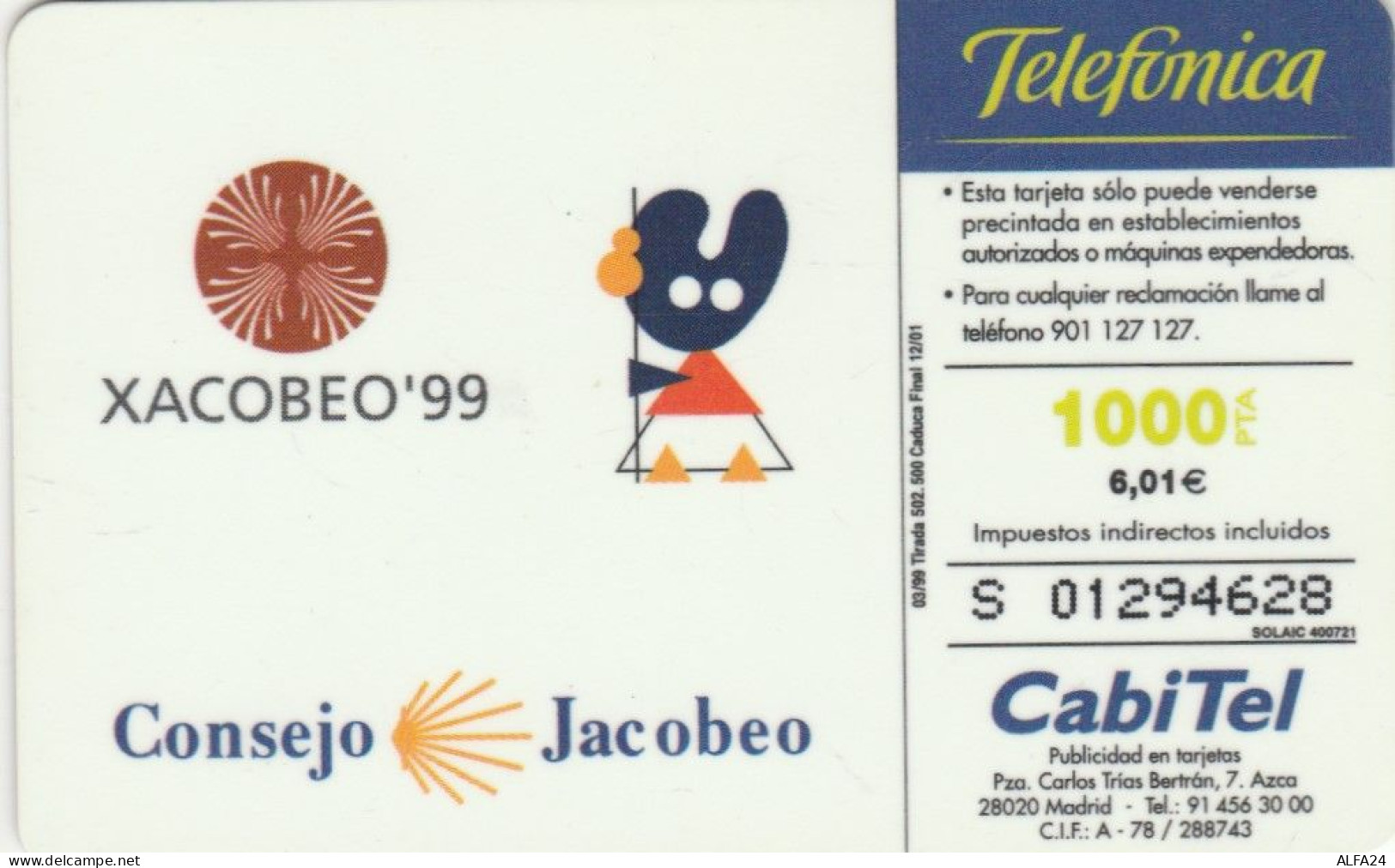 PHONE CARD SPAGNA  (E91.13.6 - Herdenkingsreclame