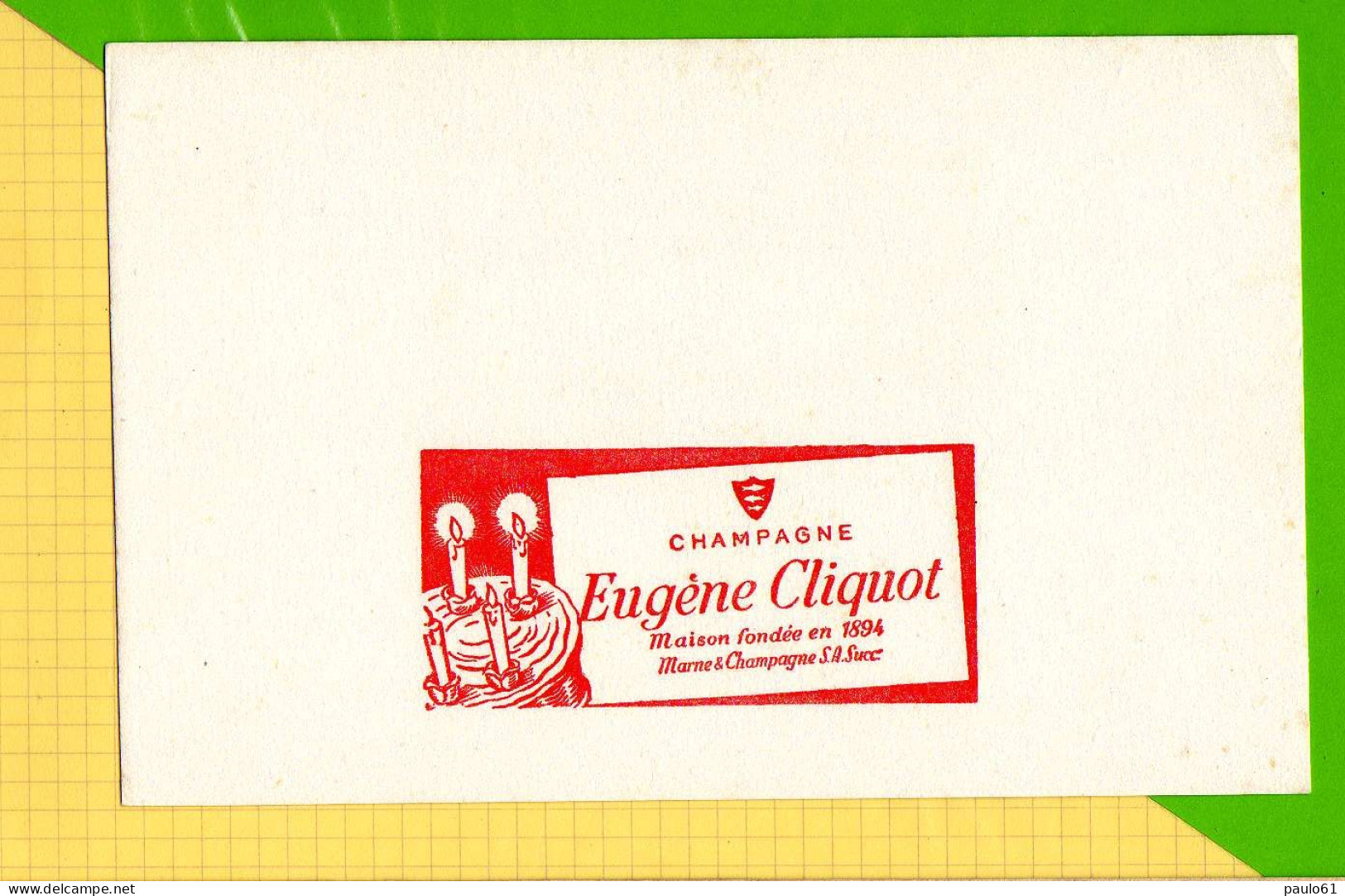 BUVARD & Blotting Paper : Champagne  Eugene CLIQUOT - Liqueur & Bière