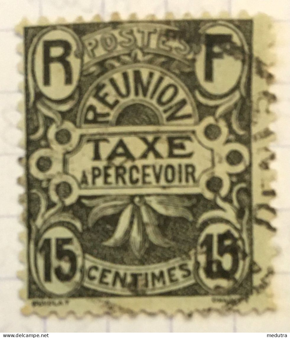 Réunion Timbre Taxe N°8 Oblitéré (signé?) - Timbres-taxe