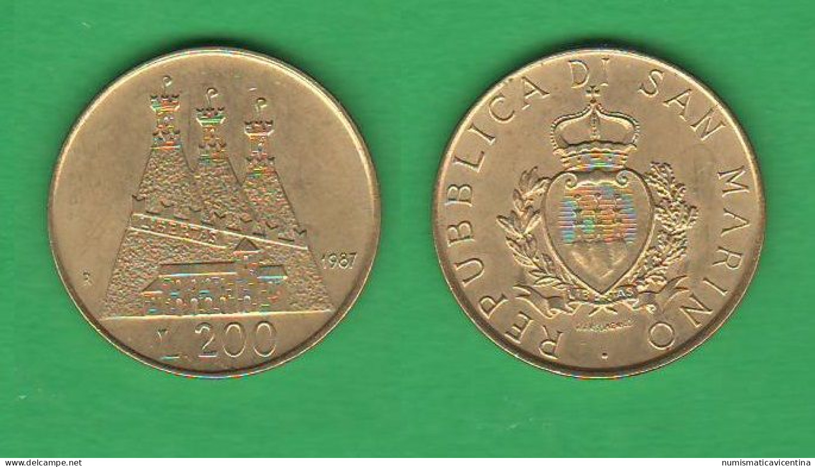 San Marino 200 Lire 1987 Saint Marin Aluminum +  Bronze Coin - San Marino