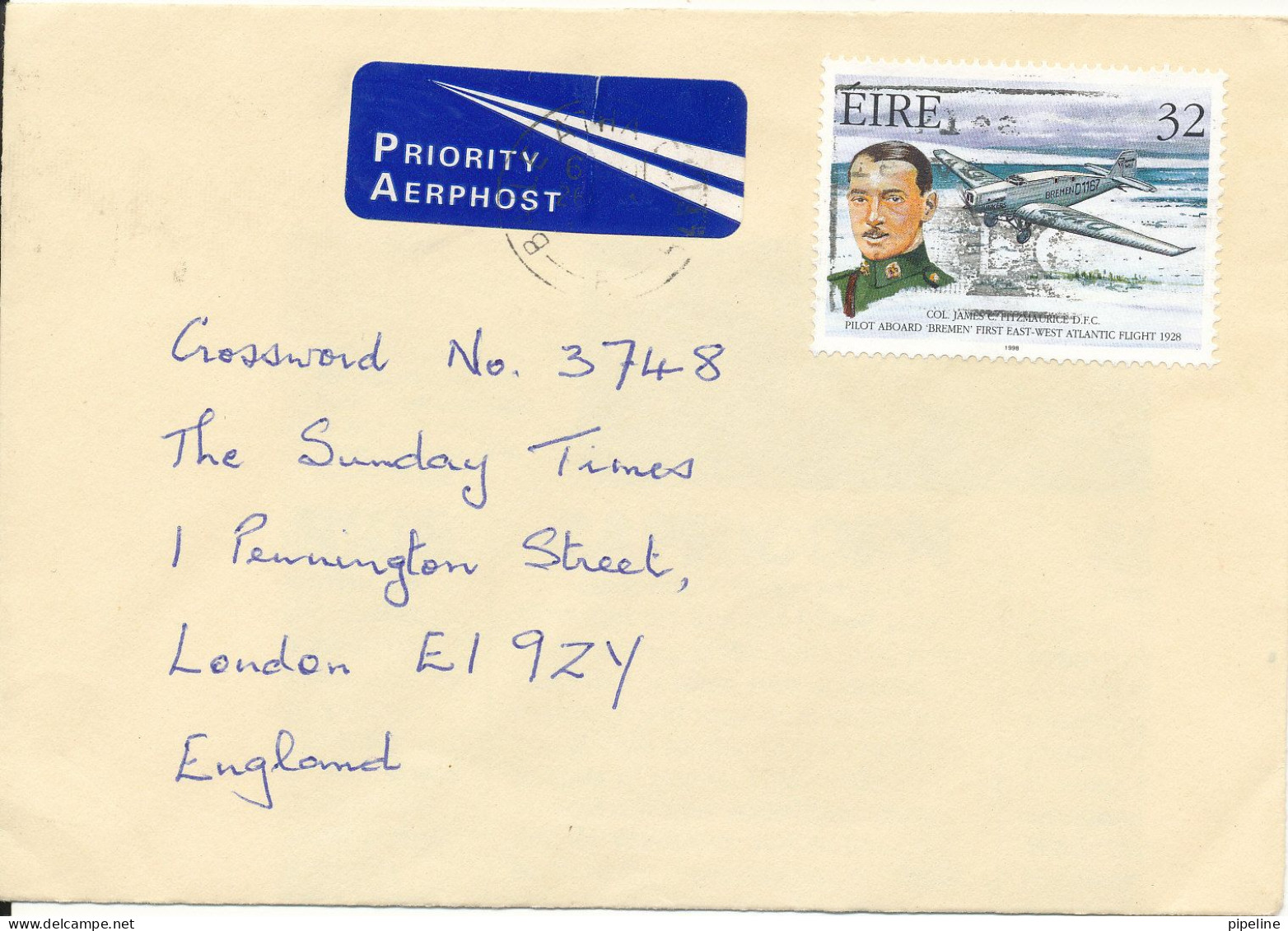 Ireland Cover Sent To England 1998 Single Franked - Briefe U. Dokumente