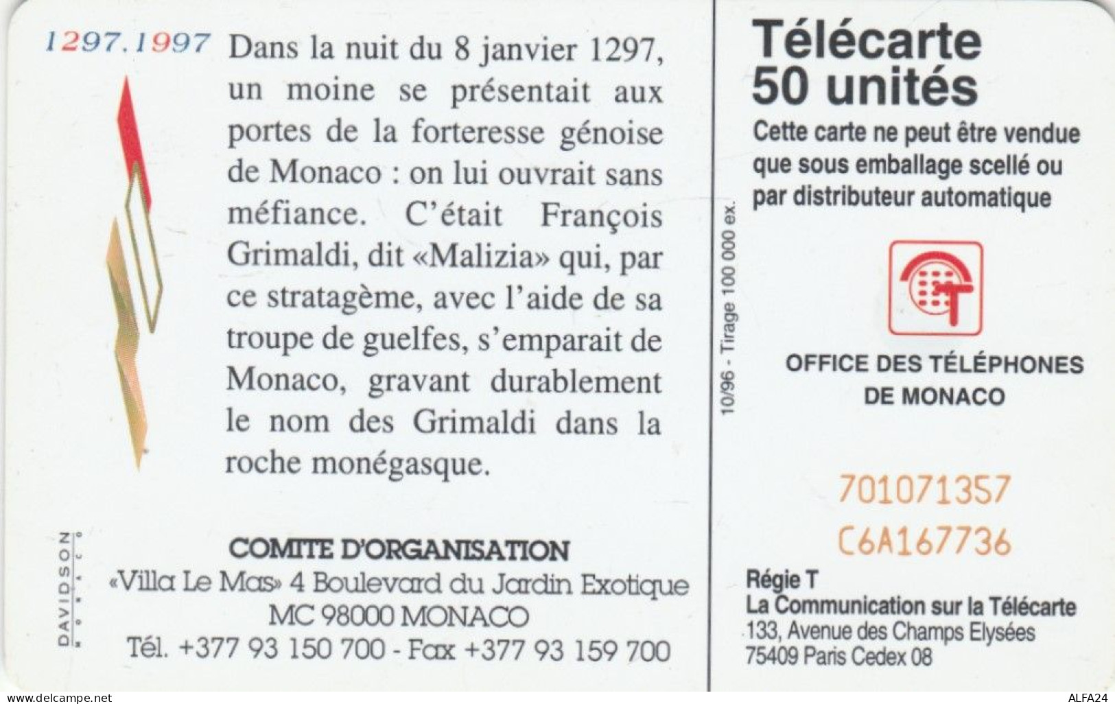 PHONE CARD MONACO  (E94.7.6 - Monace
