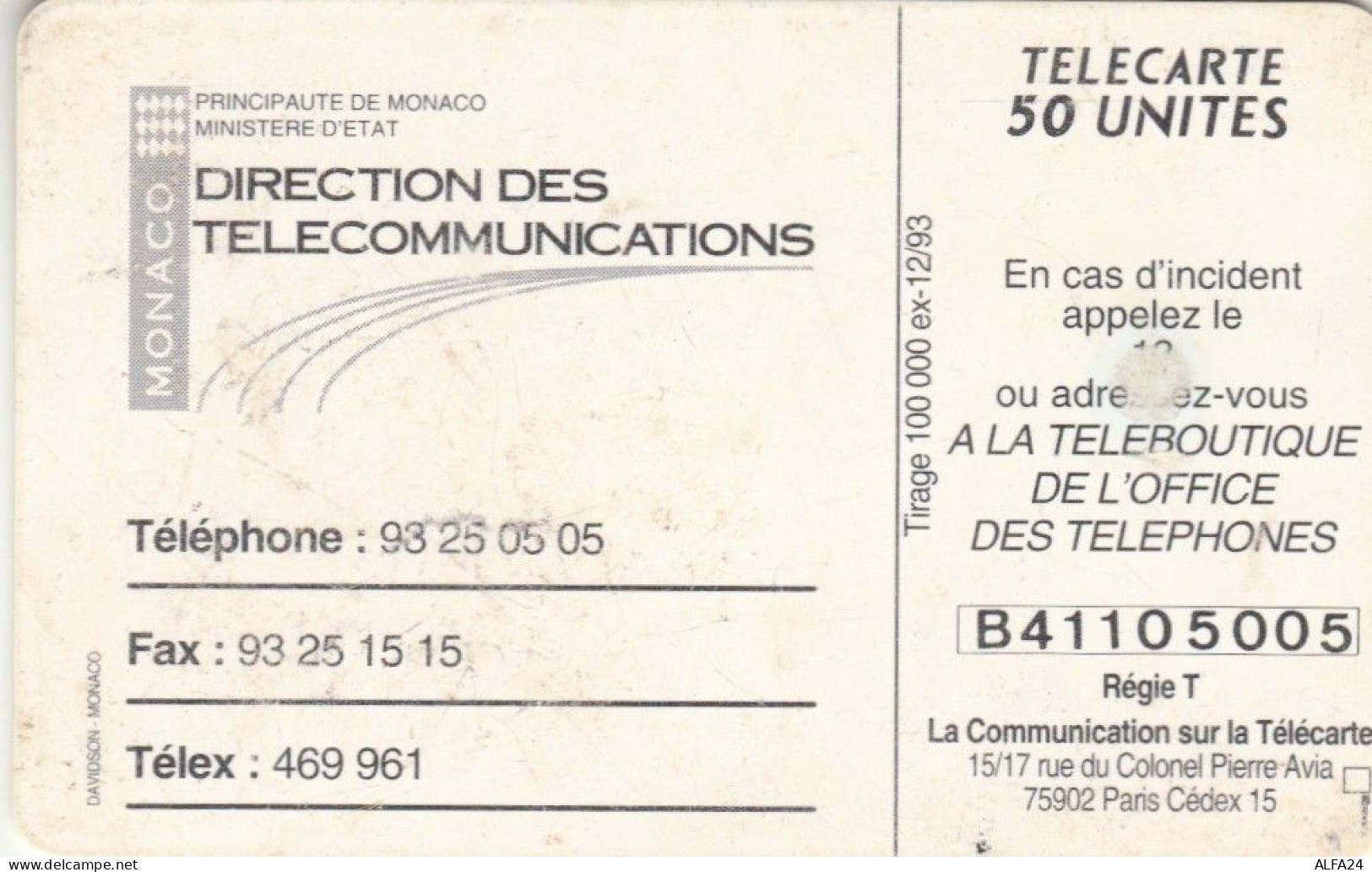 PHONE CARD MONACO  (E94.8.2 - Mónaco