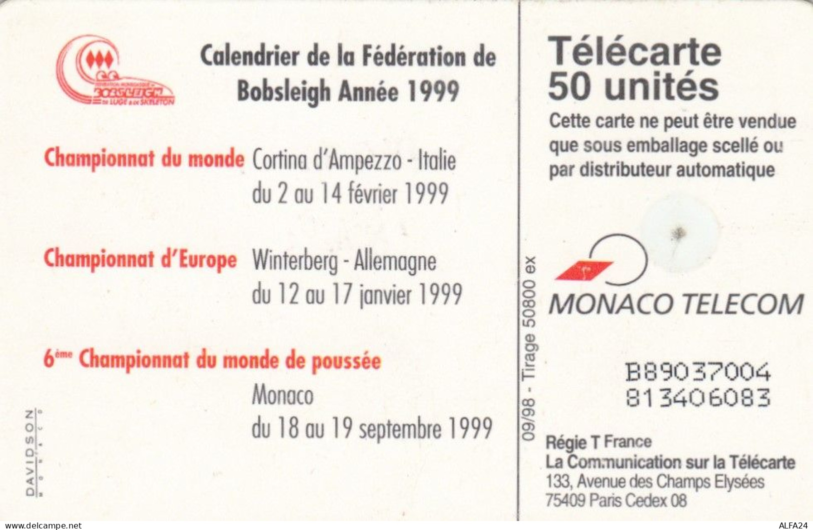 PHONE CARD MONACO  (E94.7.8 - Monace
