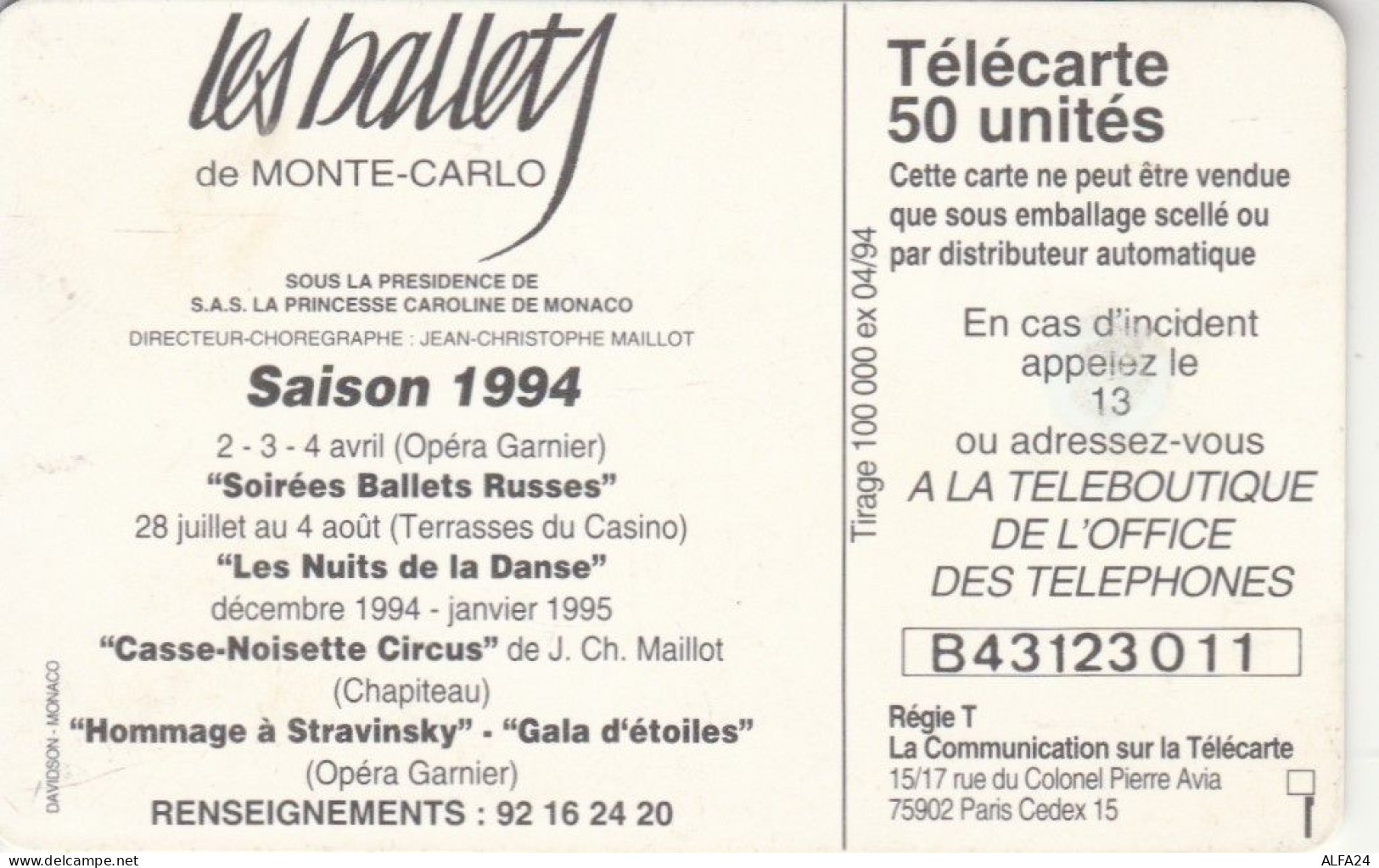 PHONE CARD MONACO  (E94.7.1 - Mónaco