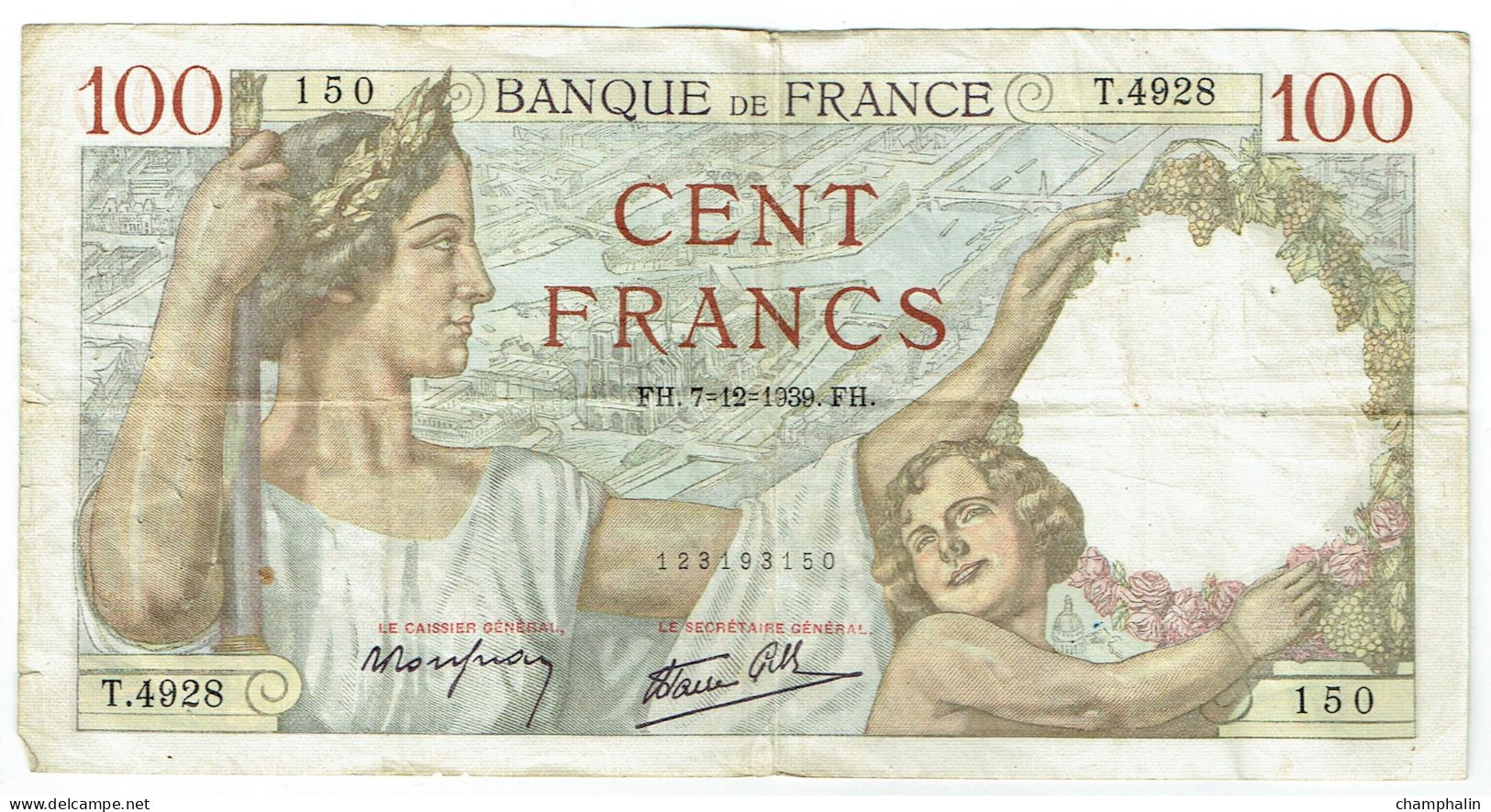 France - Billet De 100 Francs Type Sully - 7 Décembre 1939 - 100 F 1939-1942 ''Sully''