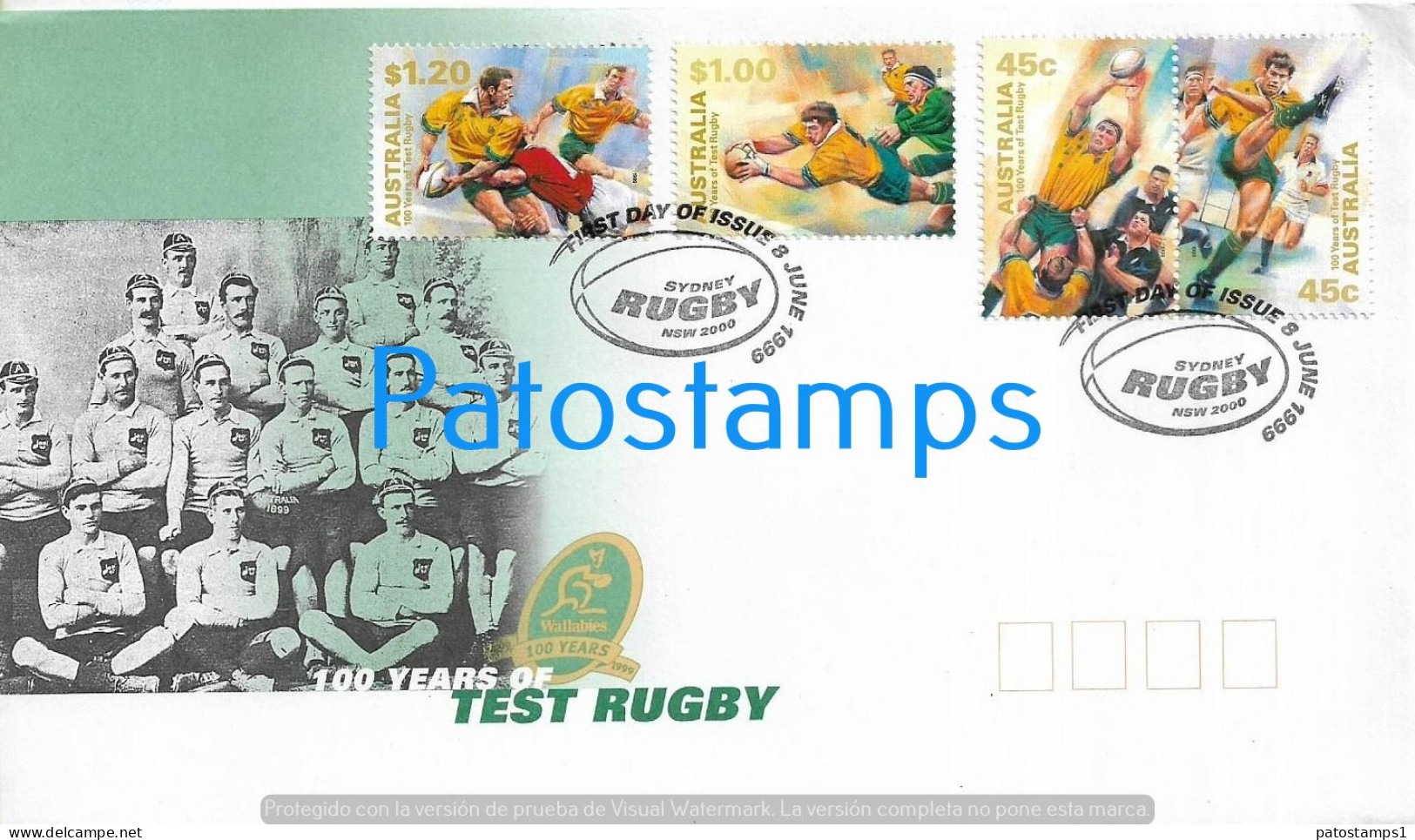 221075 AUSTRALIA SYDNEY COVER CANCEL YEAR 1999 SPORT RUGBY NO POSTAL POSTCARD - Autres & Non Classés