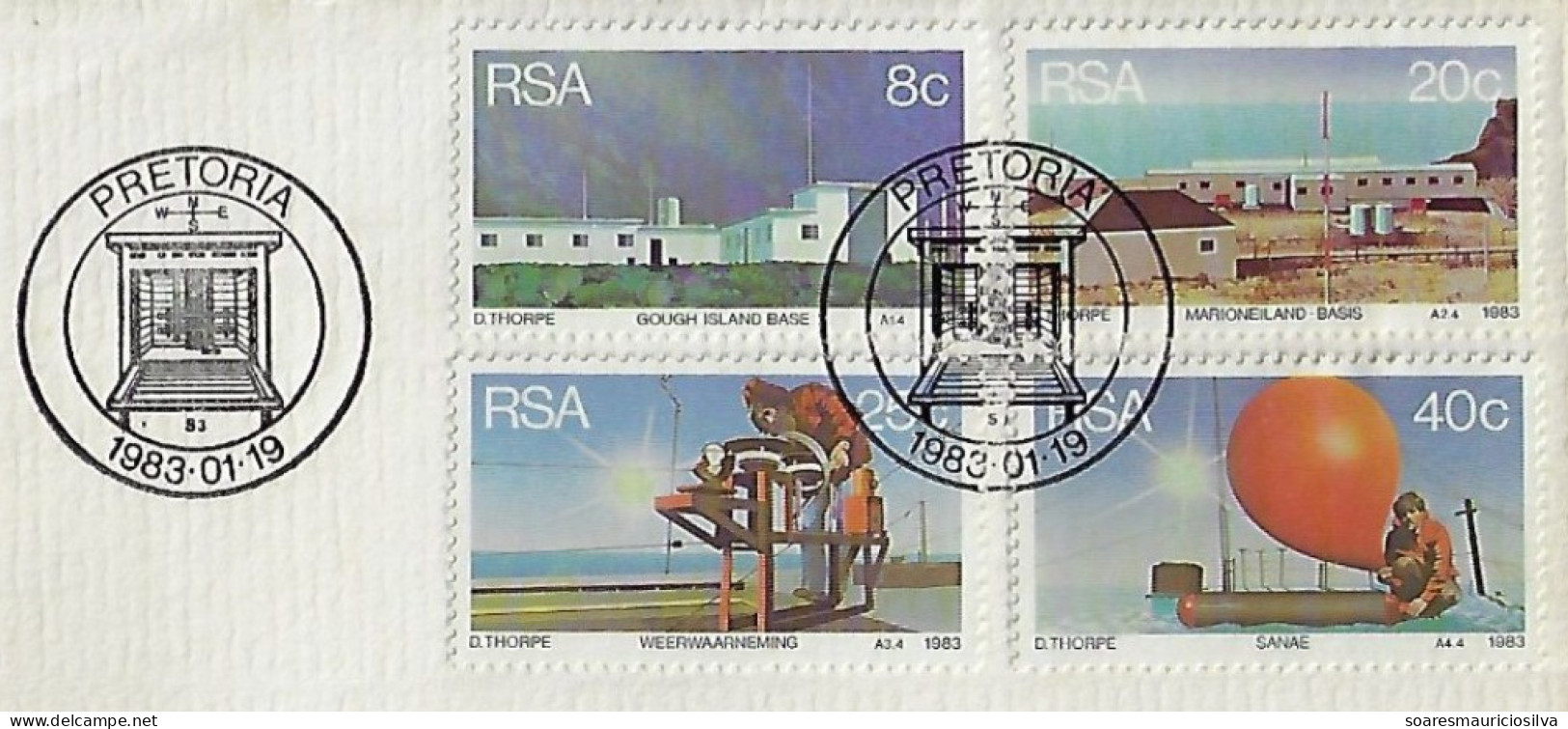 South Africa 1983 FDC First Day Cover 4 Stamp Commemorative Cancel Weather Stations - FDC